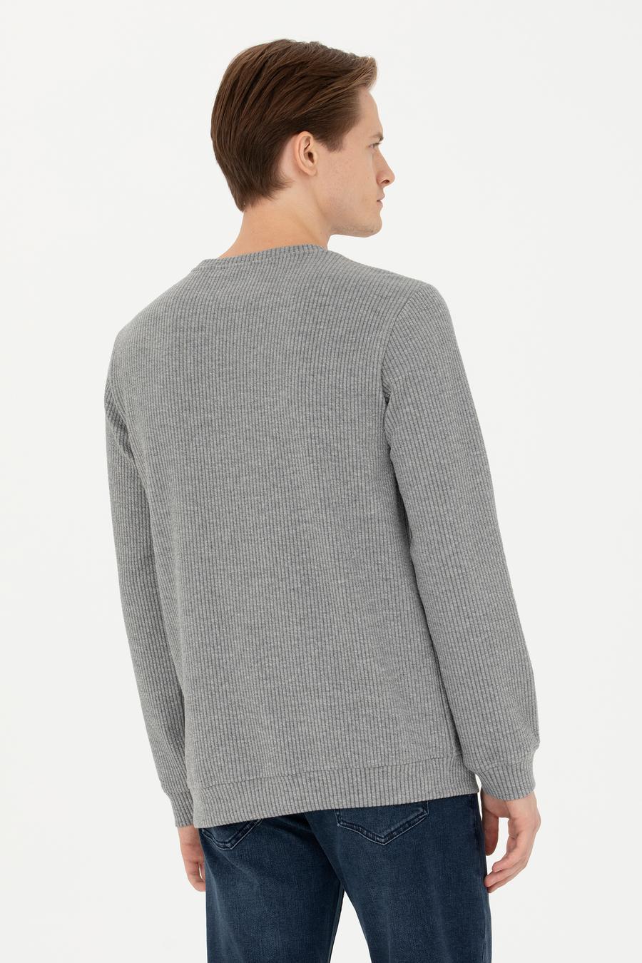 Gri Melanj Bisiklet Yaka Sweatshirt - 50275562005