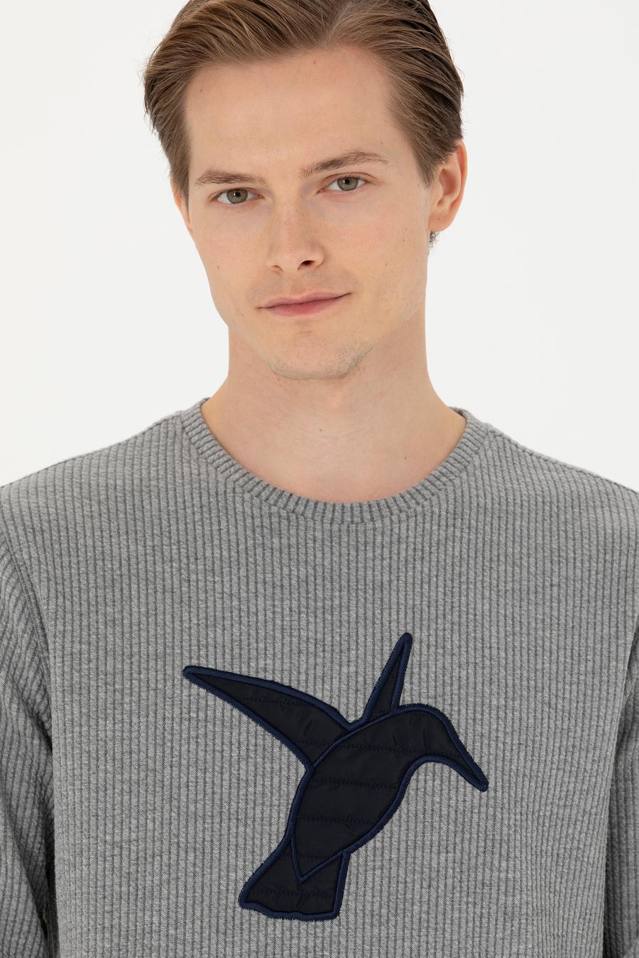 Gri Melanj Bisiklet Yaka Sweatshirt - 50275562005