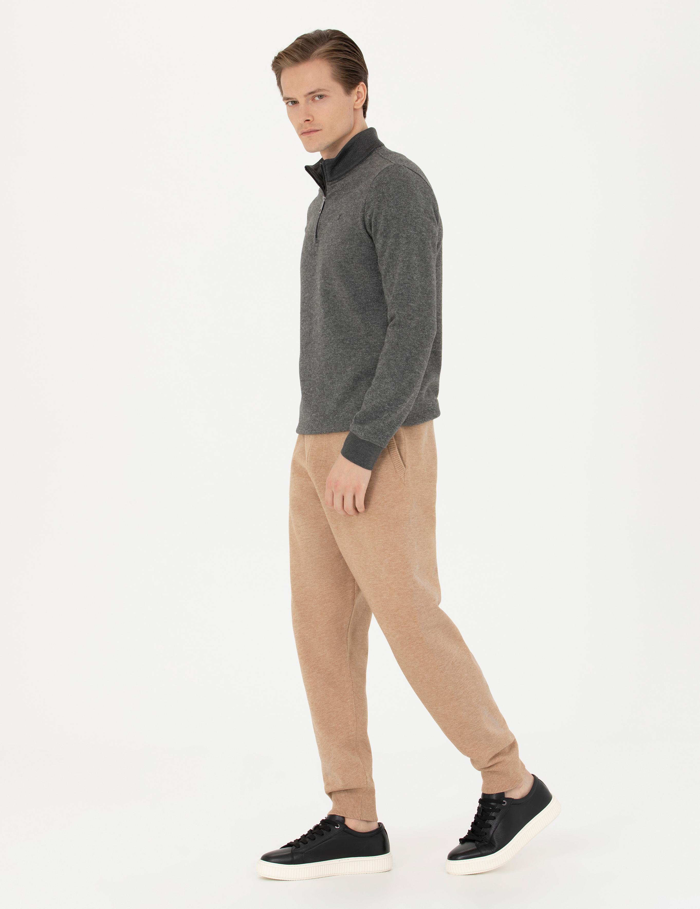 Bej Jogging Fit Lastik Paçalı Triko Pantolon - 50279422001