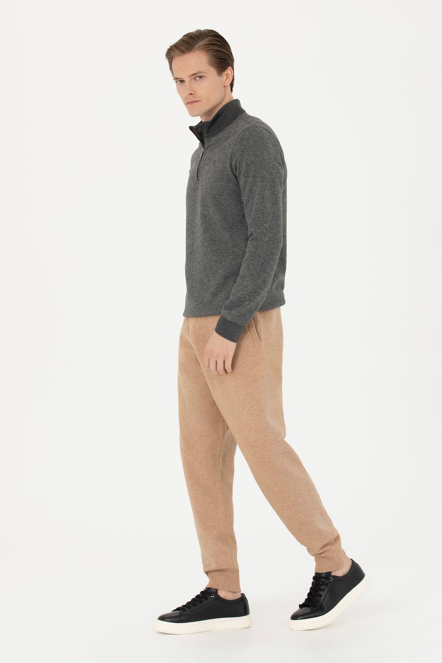 Bej Jogging Fit Lastik Paçalı Triko Pantolon - 50279422001