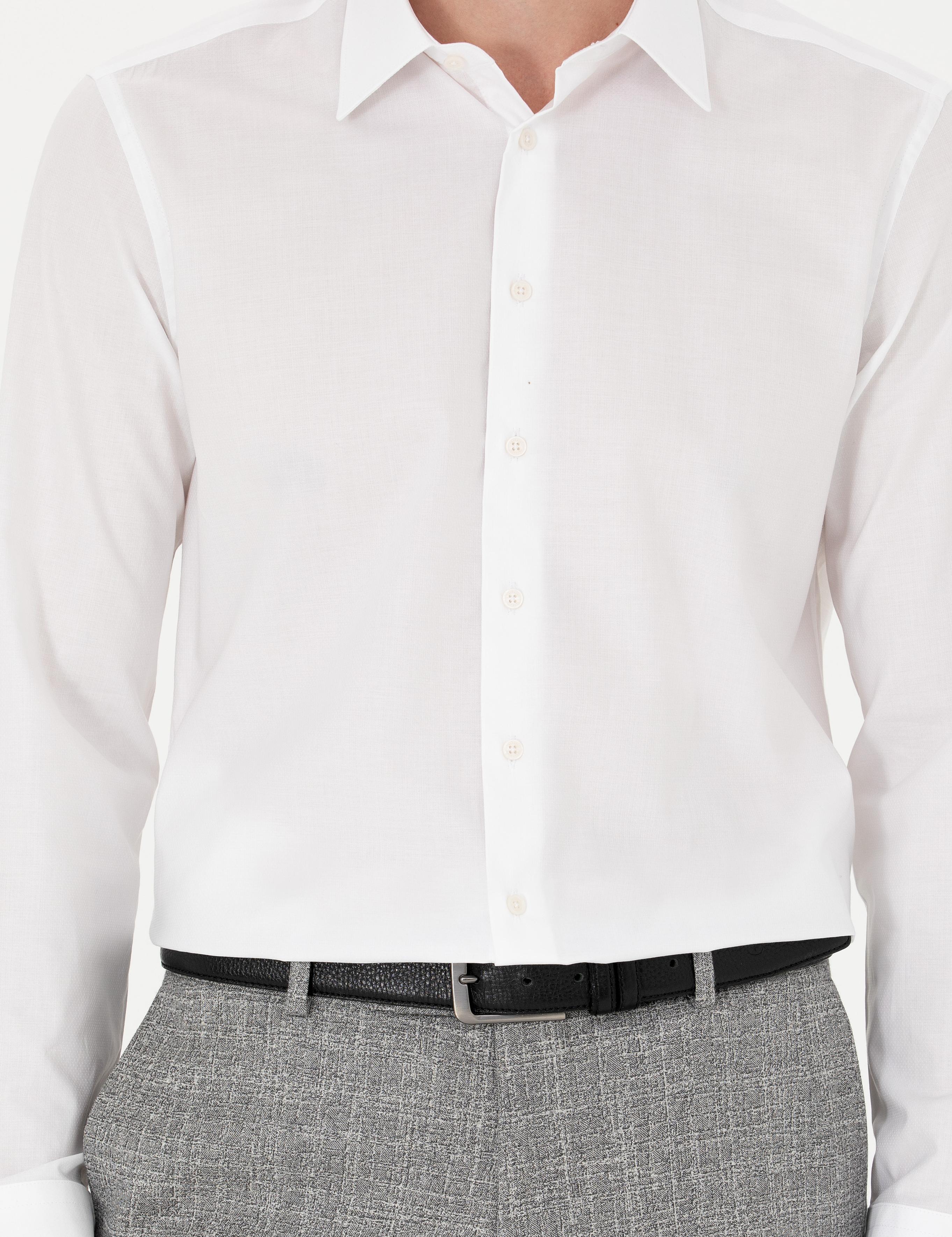Beyaz Slim Fit Uzun Kollu Gömlek - 50279880005