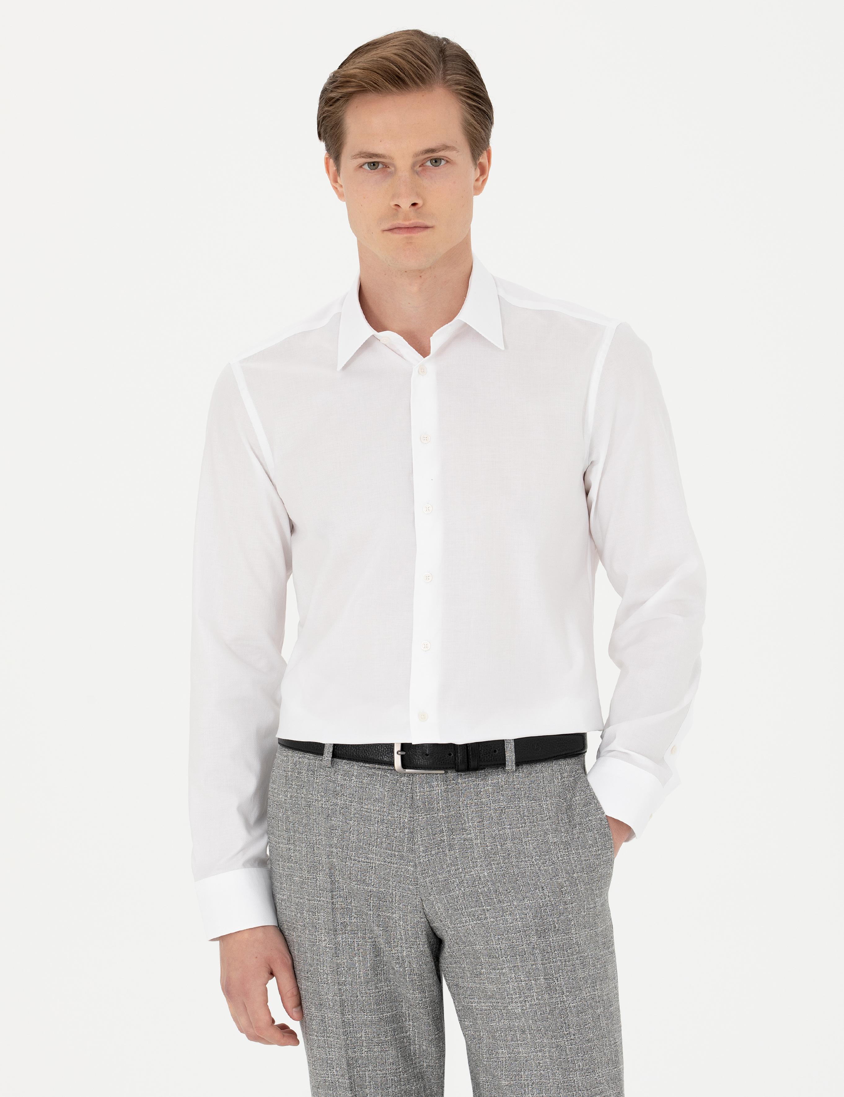 Beyaz Slim Fit Uzun Kollu Gömlek - 50279880005