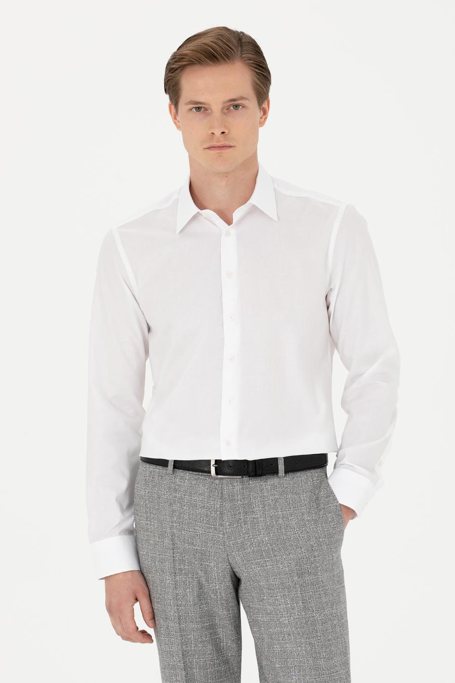 Beyaz Slim Fit Uzun Kollu Gömlek - 50279880005