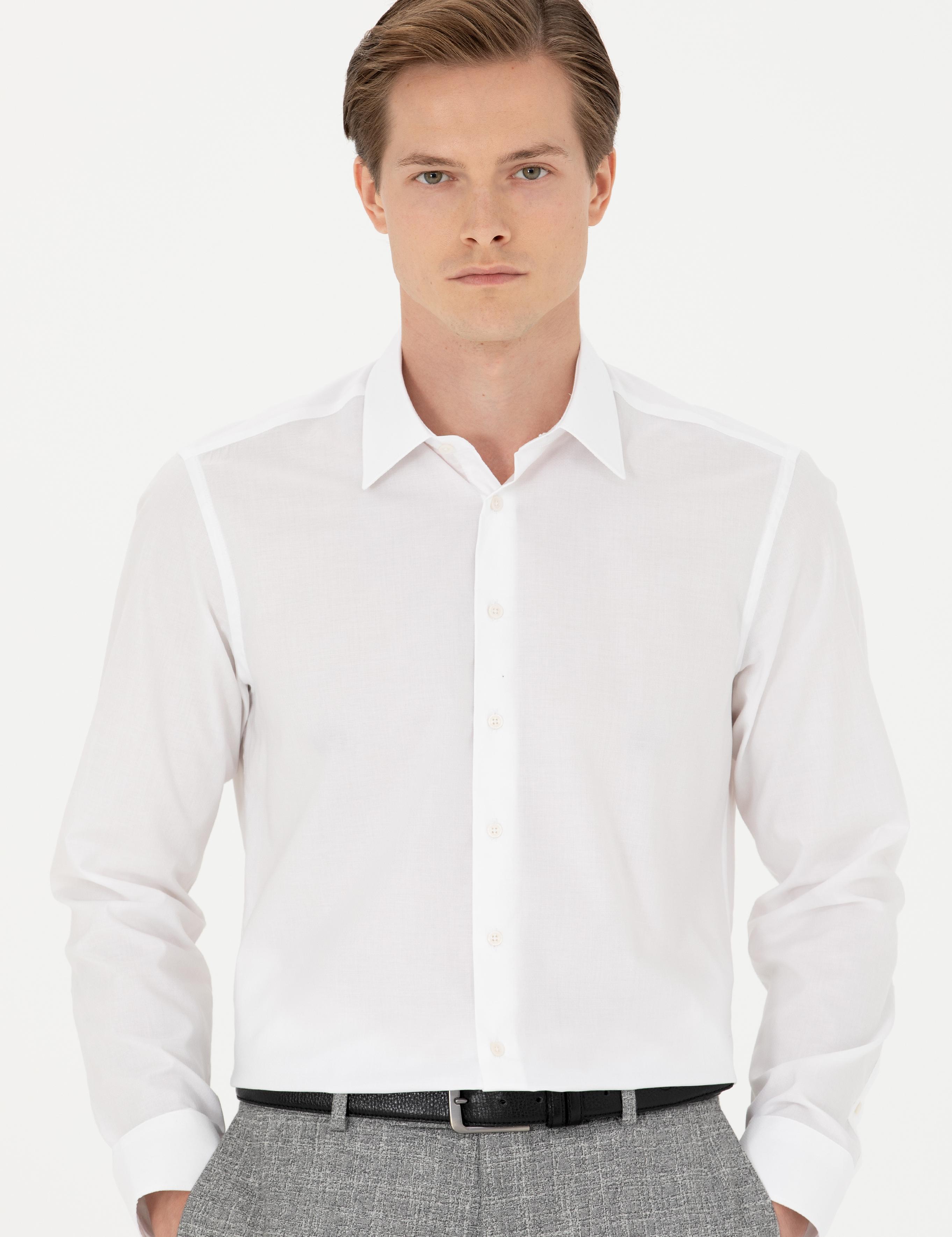 Beyaz Slim Fit Uzun Kollu Gömlek - 50279880005
