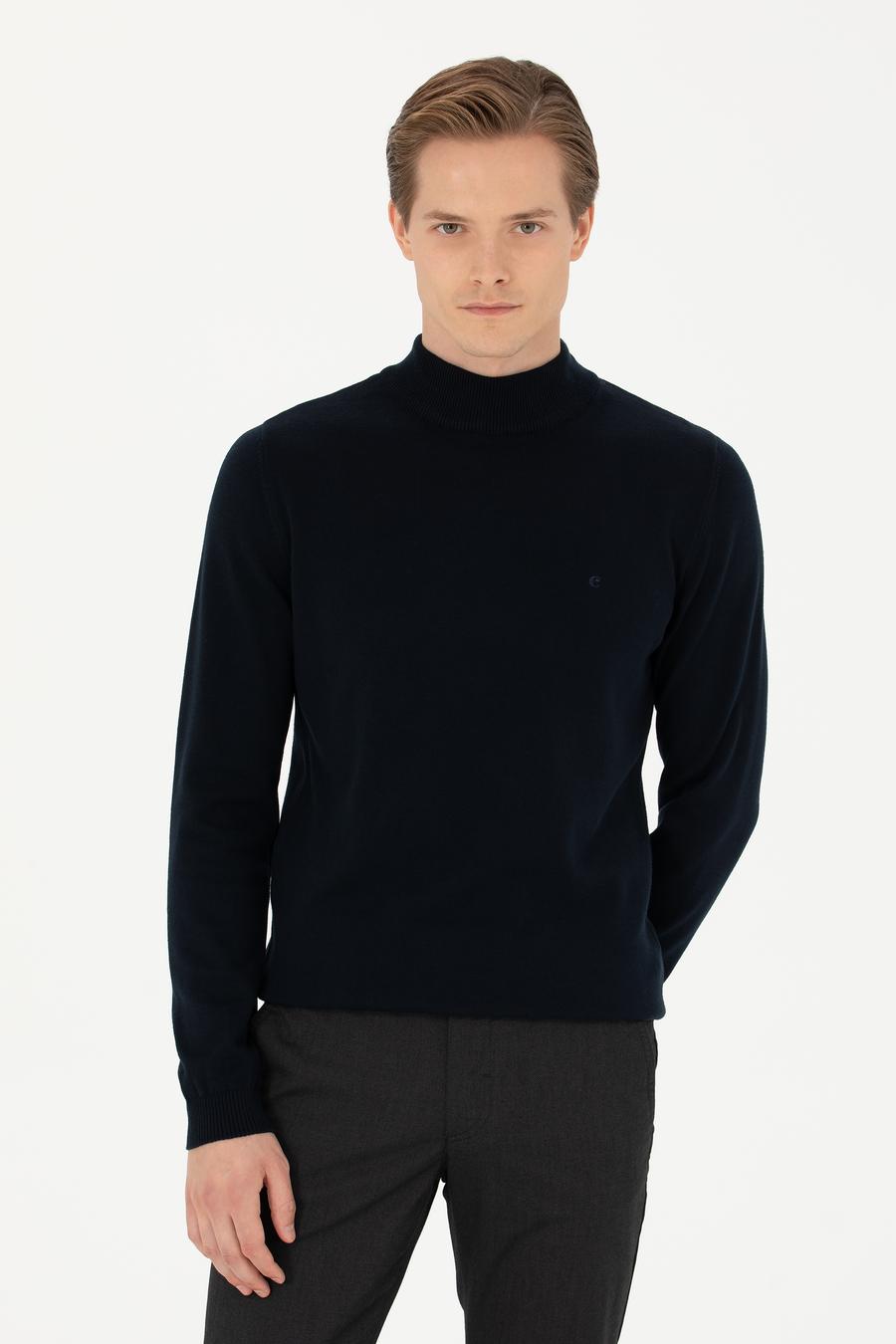 Lacivert Slim Fit Yarım Balıkçı Basic Triko Kazak - 50270170001