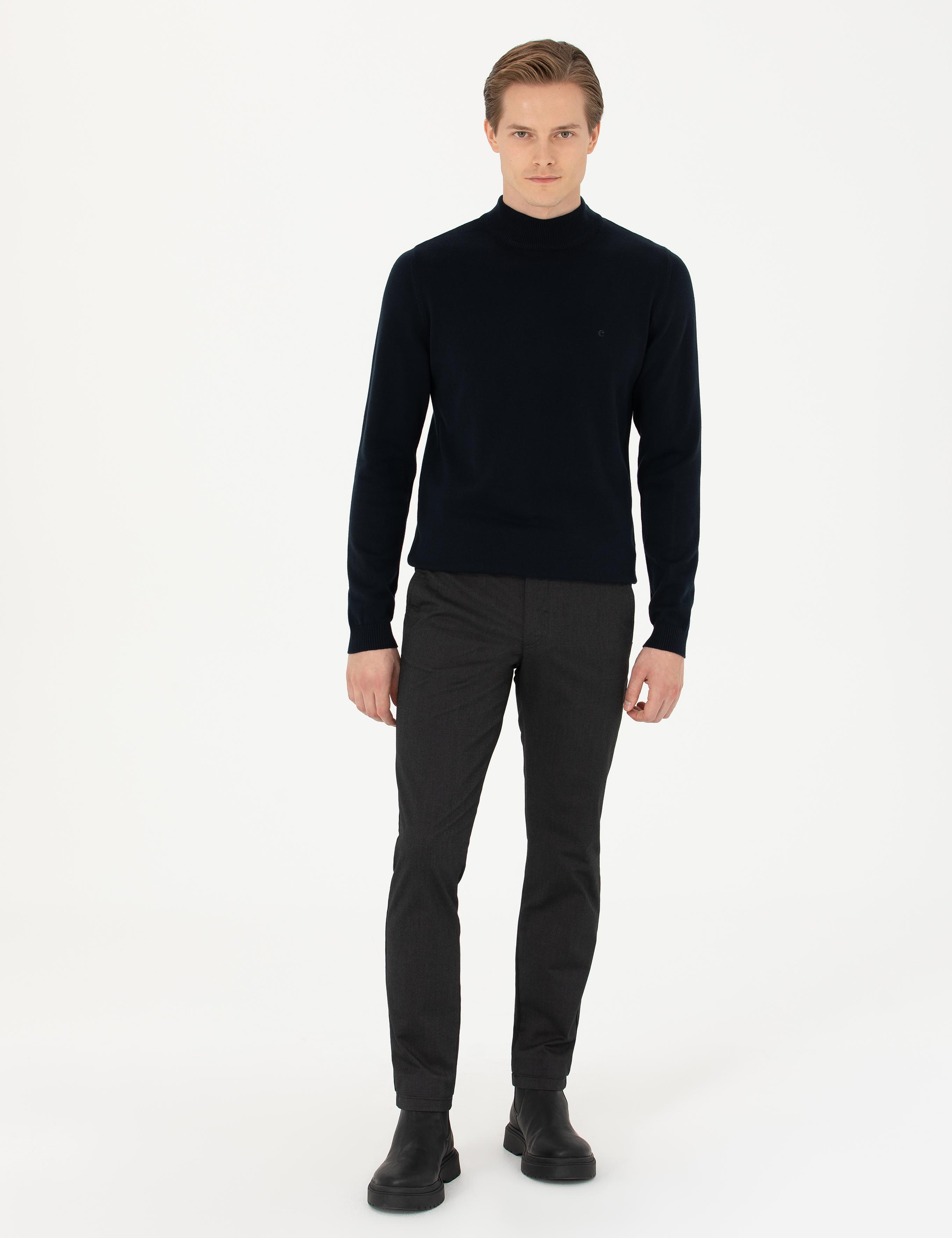 Lacivert Slim Fit Yarım Balıkçı Basic Triko Kazak - 50270170001
