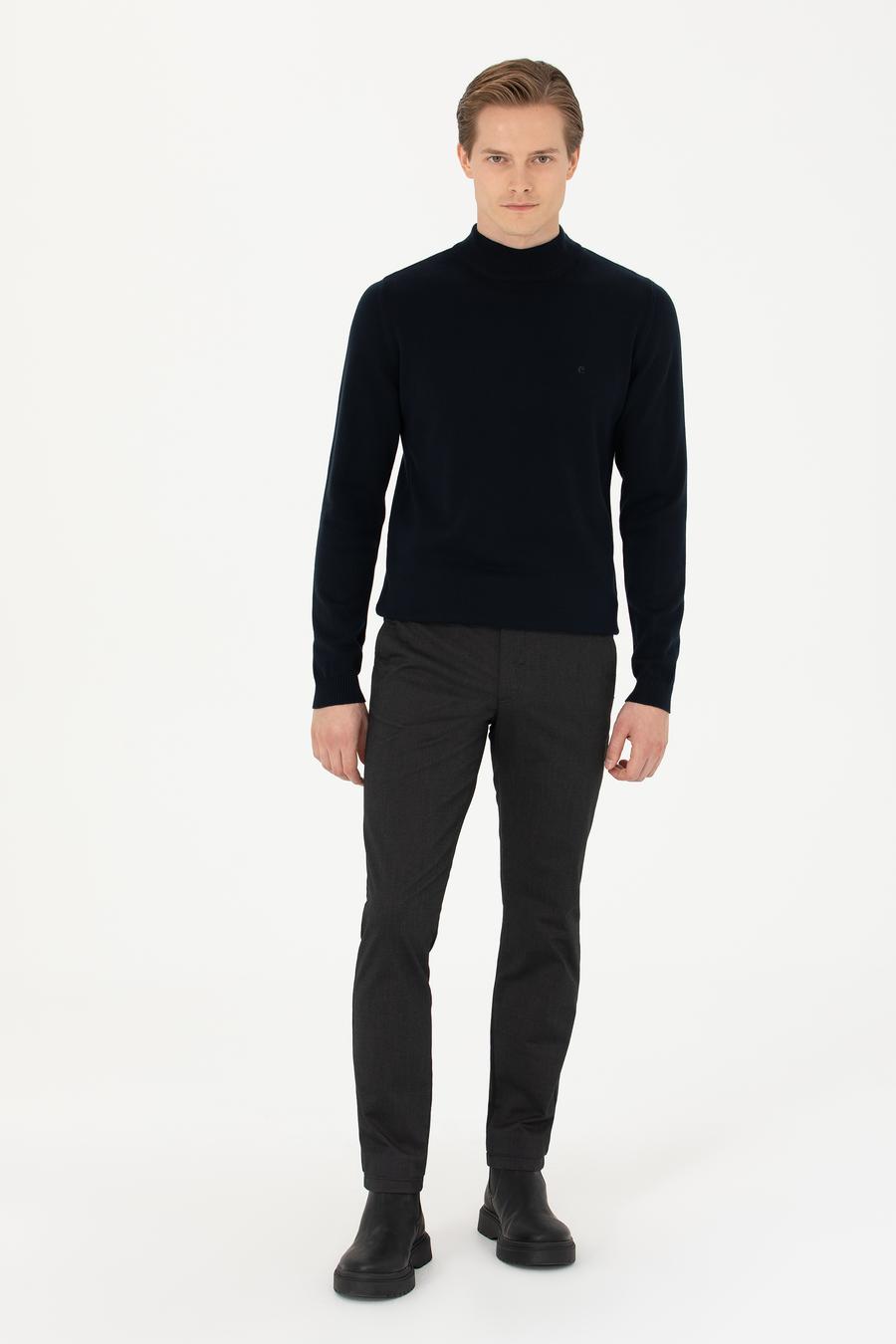 Lacivert Slim Fit Yarım Balıkçı Basic Triko Kazak - 50270170001