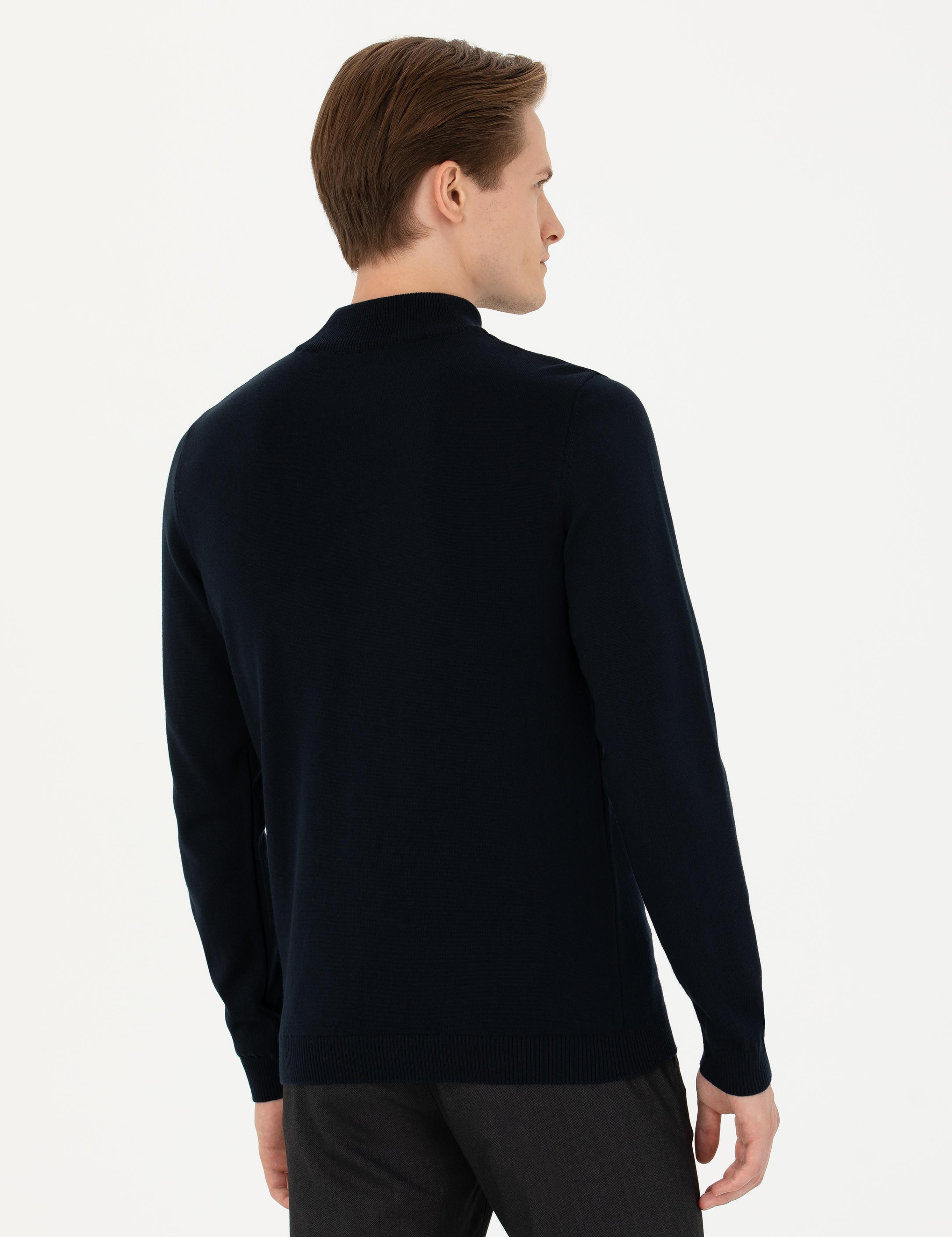 Lacivert Slim Fit Yarım Balıkçı Basic Triko Kazak - 50270170001