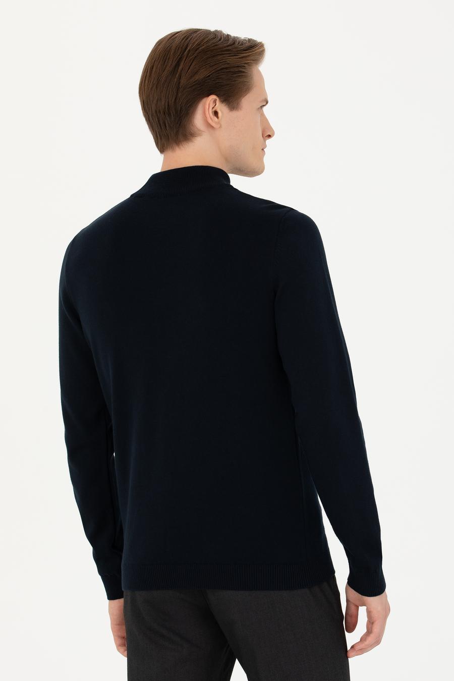 Lacivert Slim Fit Yarım Balıkçı Basic Triko Kazak - 50270170001