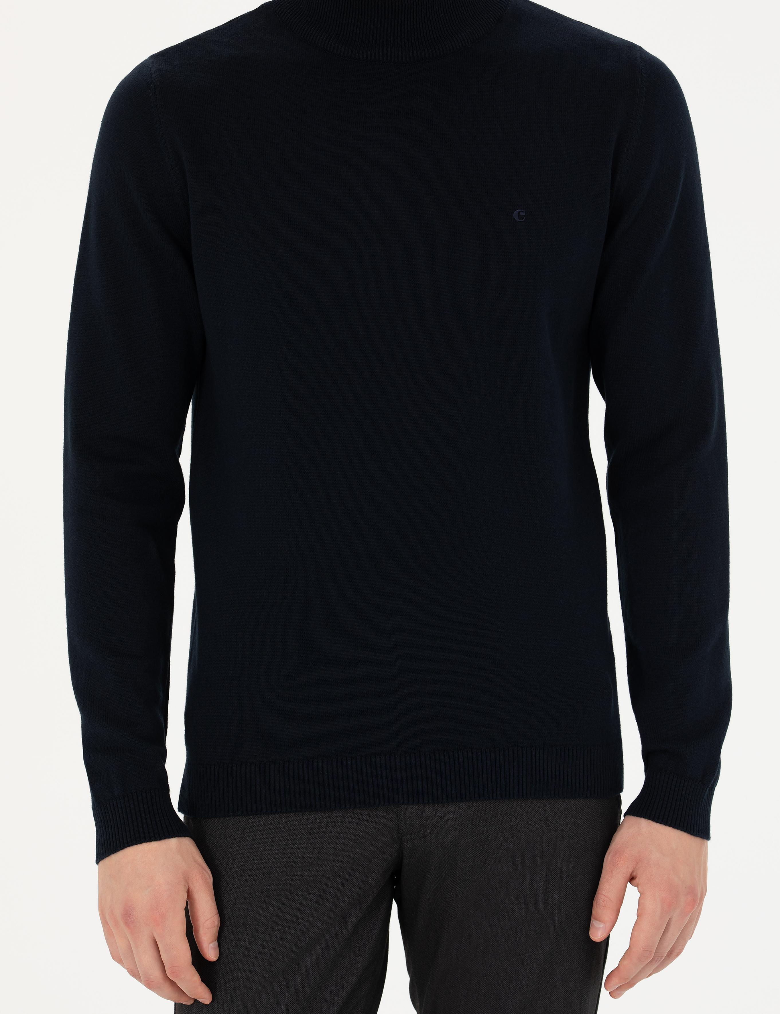 Lacivert Slim Fit Yarım Balıkçı Basic Triko Kazak - 50270170001