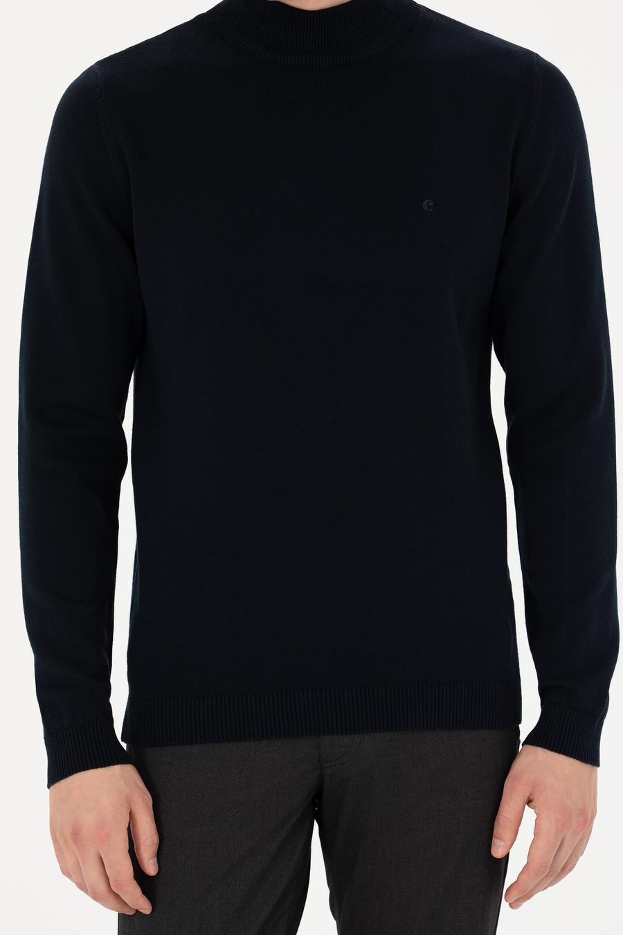 Lacivert Slim Fit Yarım Balıkçı Basic Triko Kazak - 50270170001