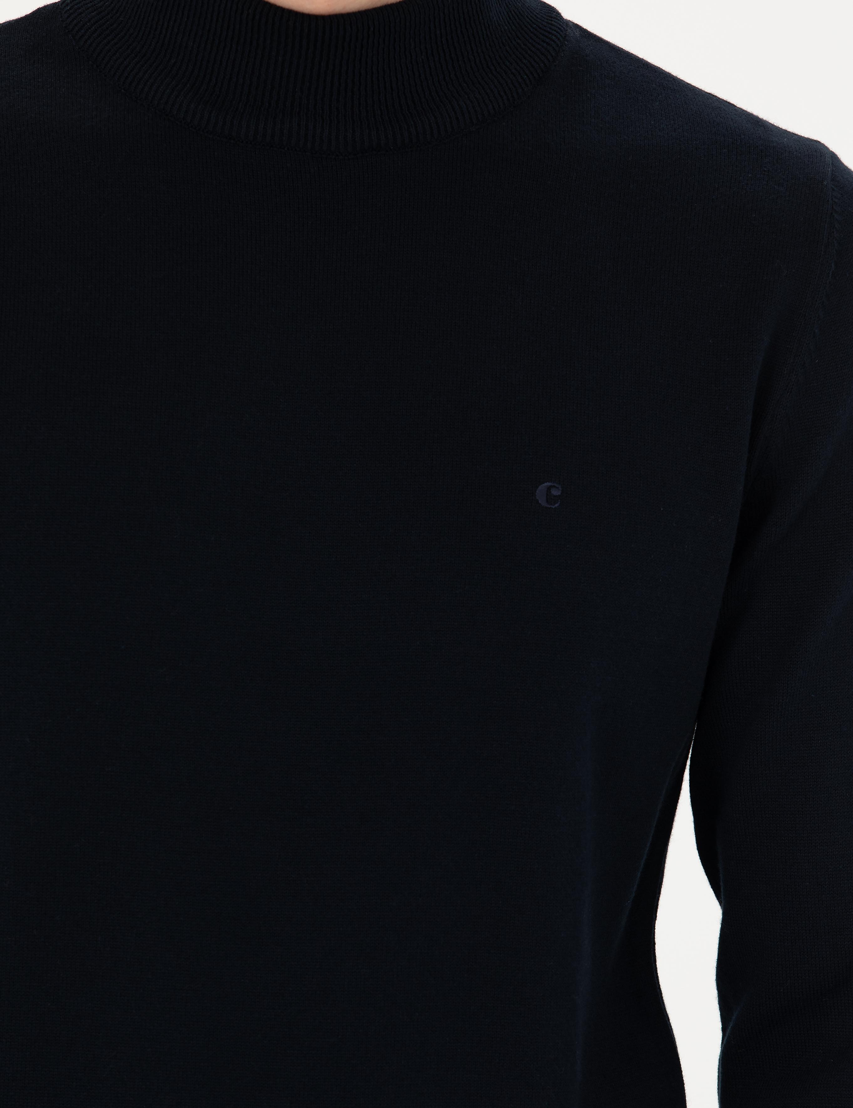 Lacivert Slim Fit Yarım Balıkçı Basic Triko Kazak - 50270170001