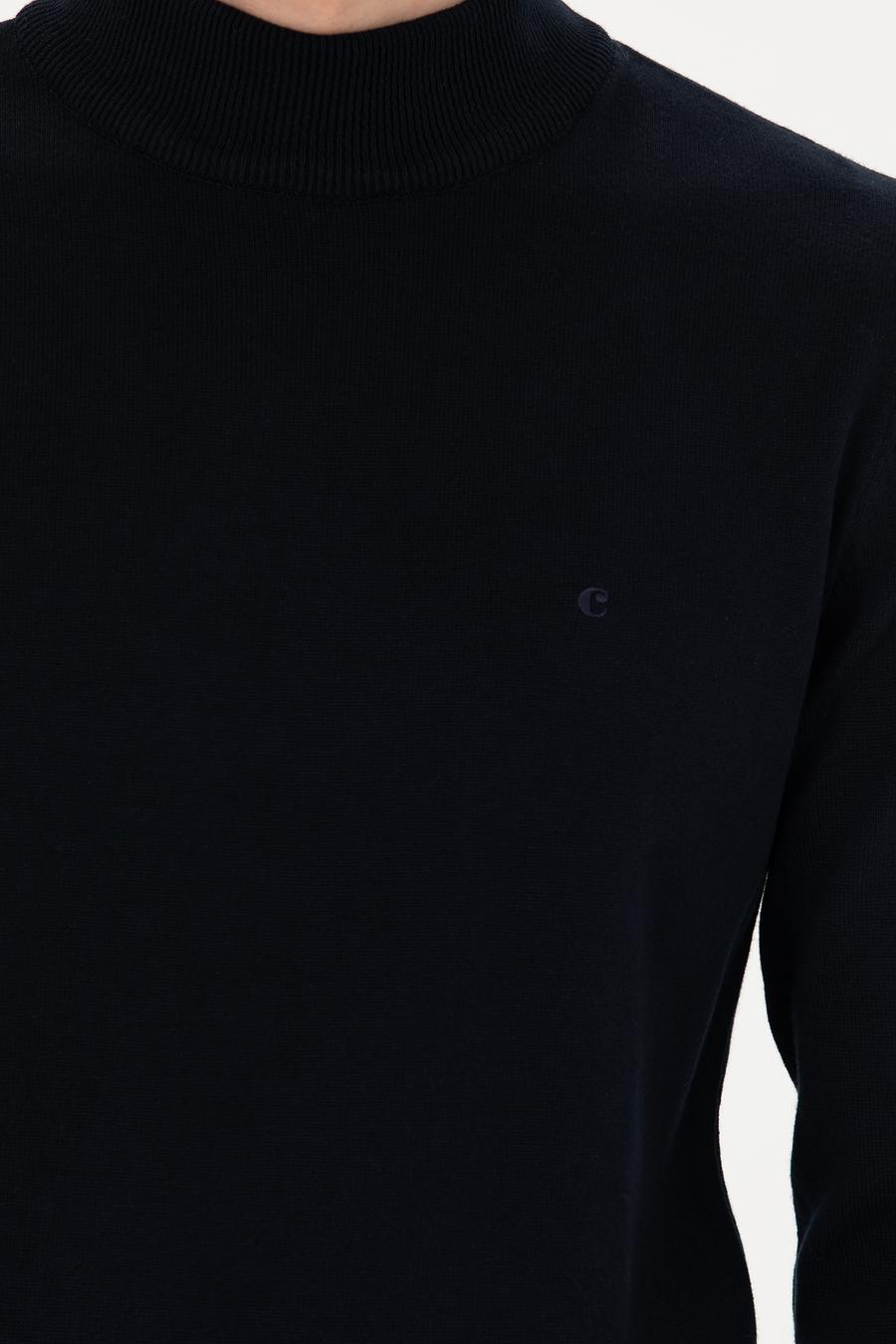 Lacivert Slim Fit Yarım Balıkçı Basic Triko Kazak - 50270170001