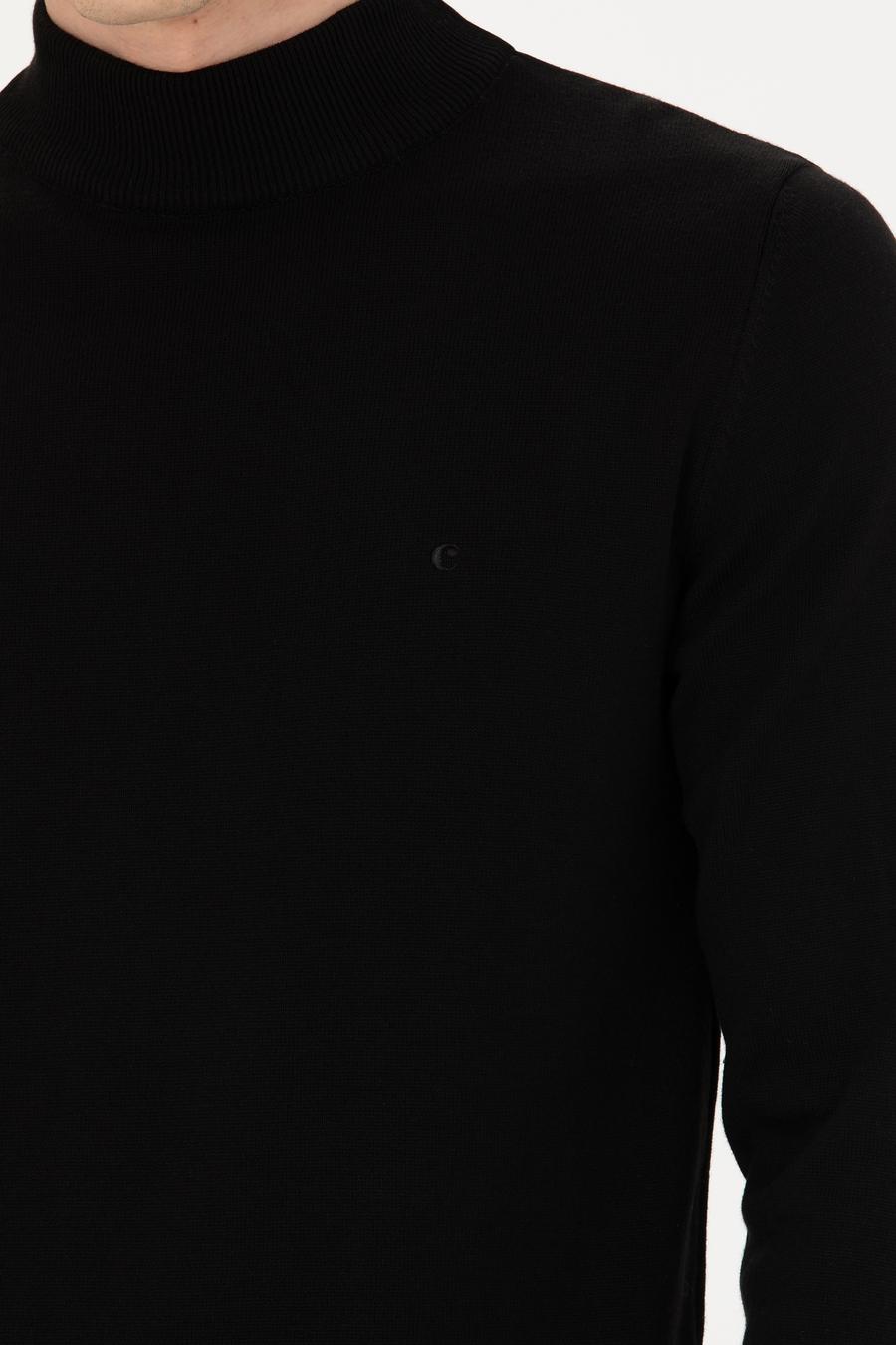 Siyah Slim Fit Yarım Balıkçı Basic Triko Kazak - 50270170010