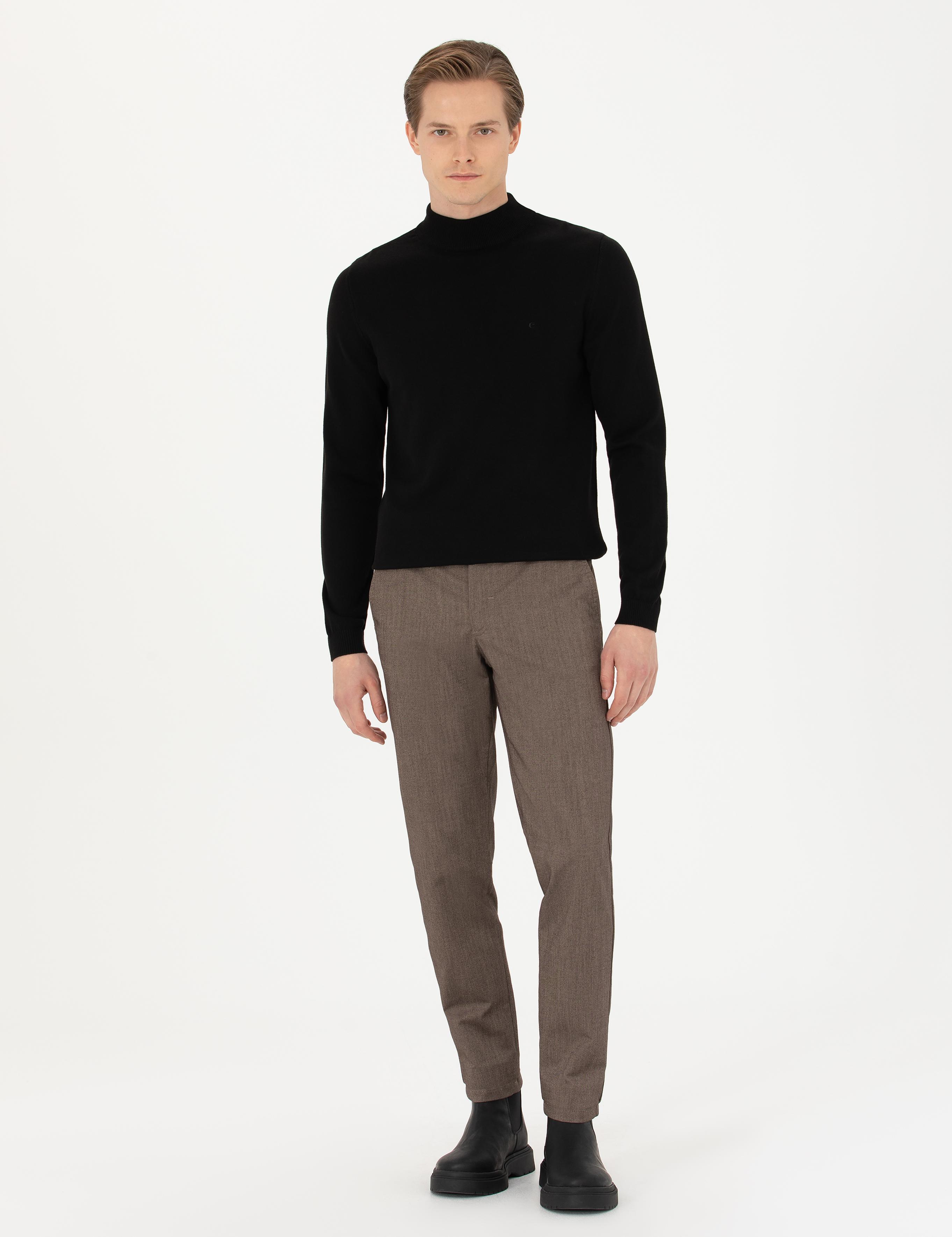 Siyah Slim Fit Yarım Balıkçı Basic Triko Kazak - 50270170010