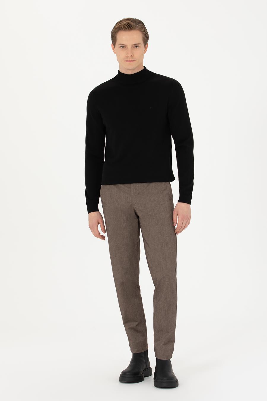 Siyah Slim Fit Yarım Balıkçı Basic Triko Kazak - 50270170010