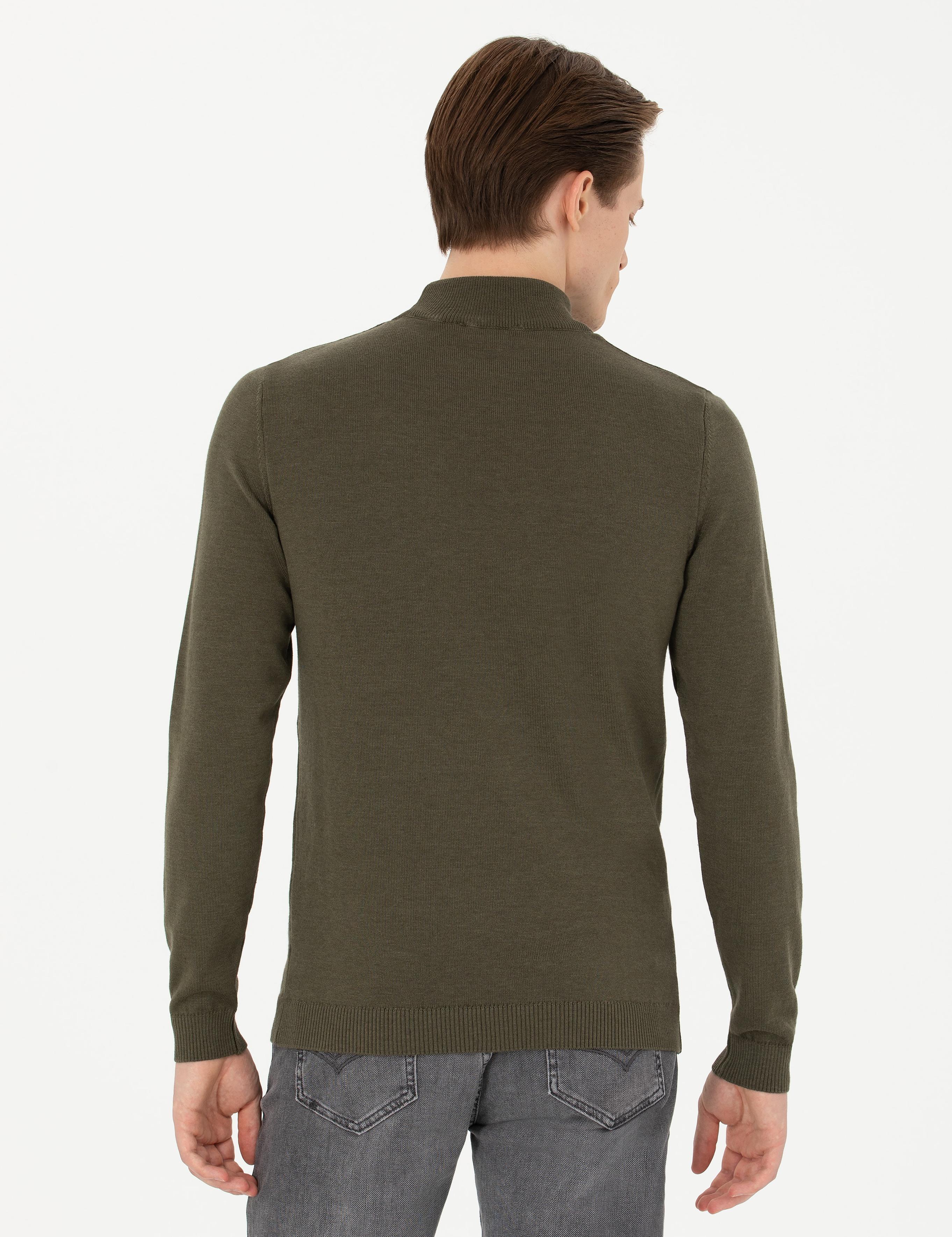 Haki Slim Fit Yarım Balıkçı Basic Triko Kazak - 50270170027