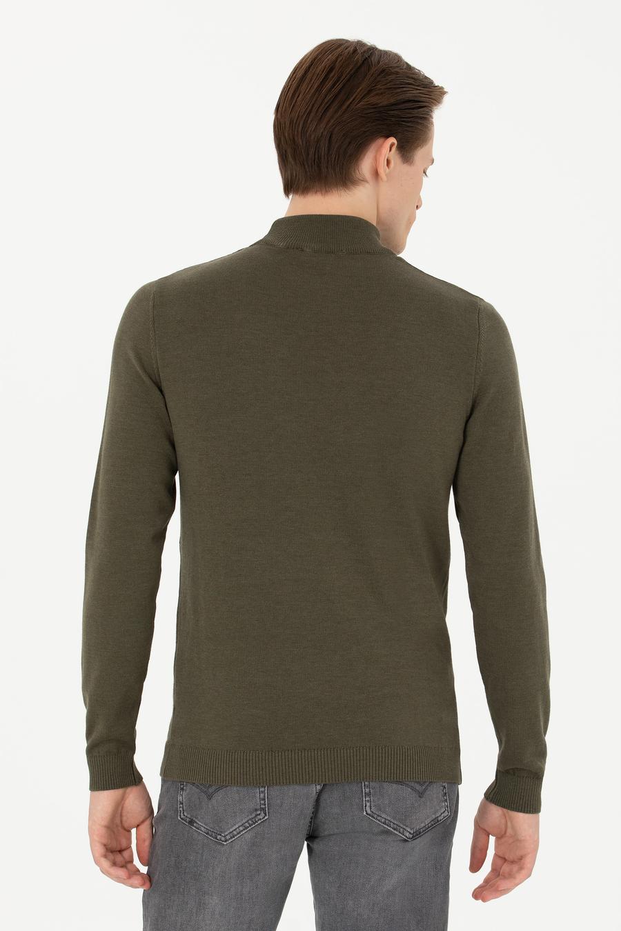 Haki Slim Fit Yarım Balıkçı Basic Triko Kazak - 50270170027