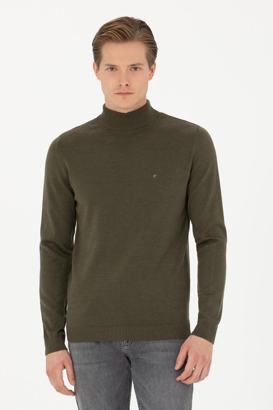 Haki Slim Fit Yarım Balıkçı Basic Triko Kazak - 50270170027
