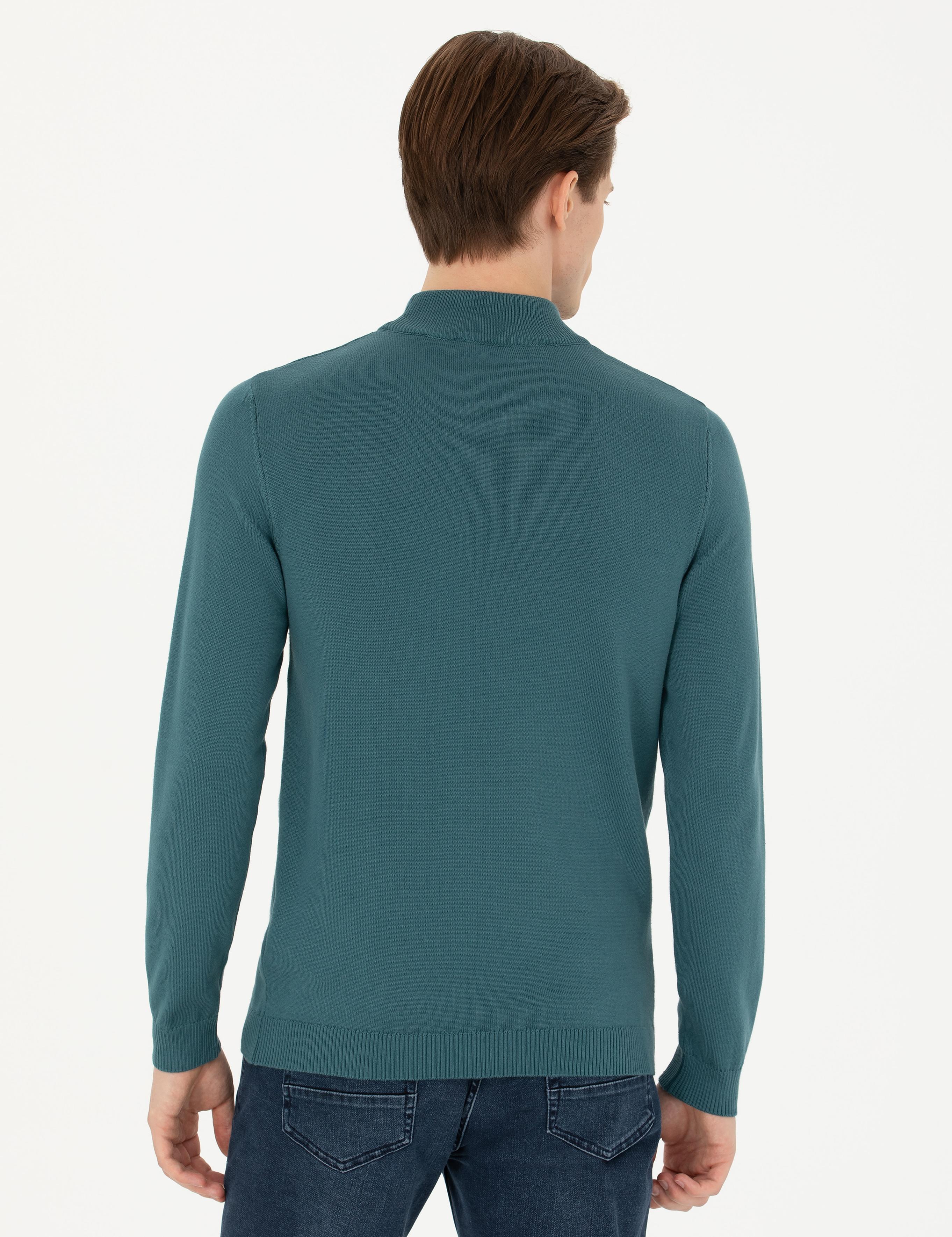 Petrol Slim Fit Yarım Balıkçı Basic Triko Kazak - 50270170113