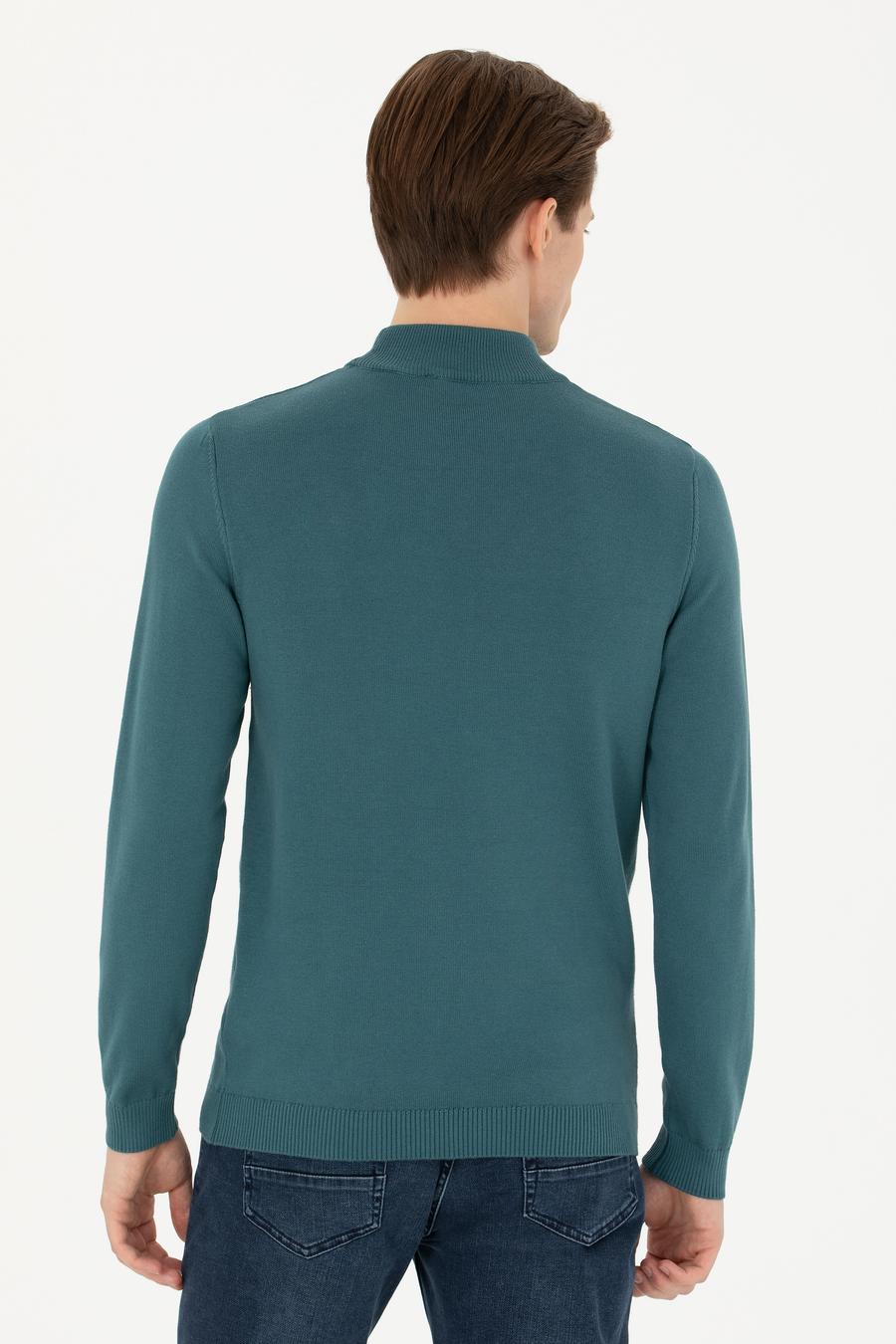 Petrol Slim Fit Yarım Balıkçı Basic Triko Kazak - 50270170113