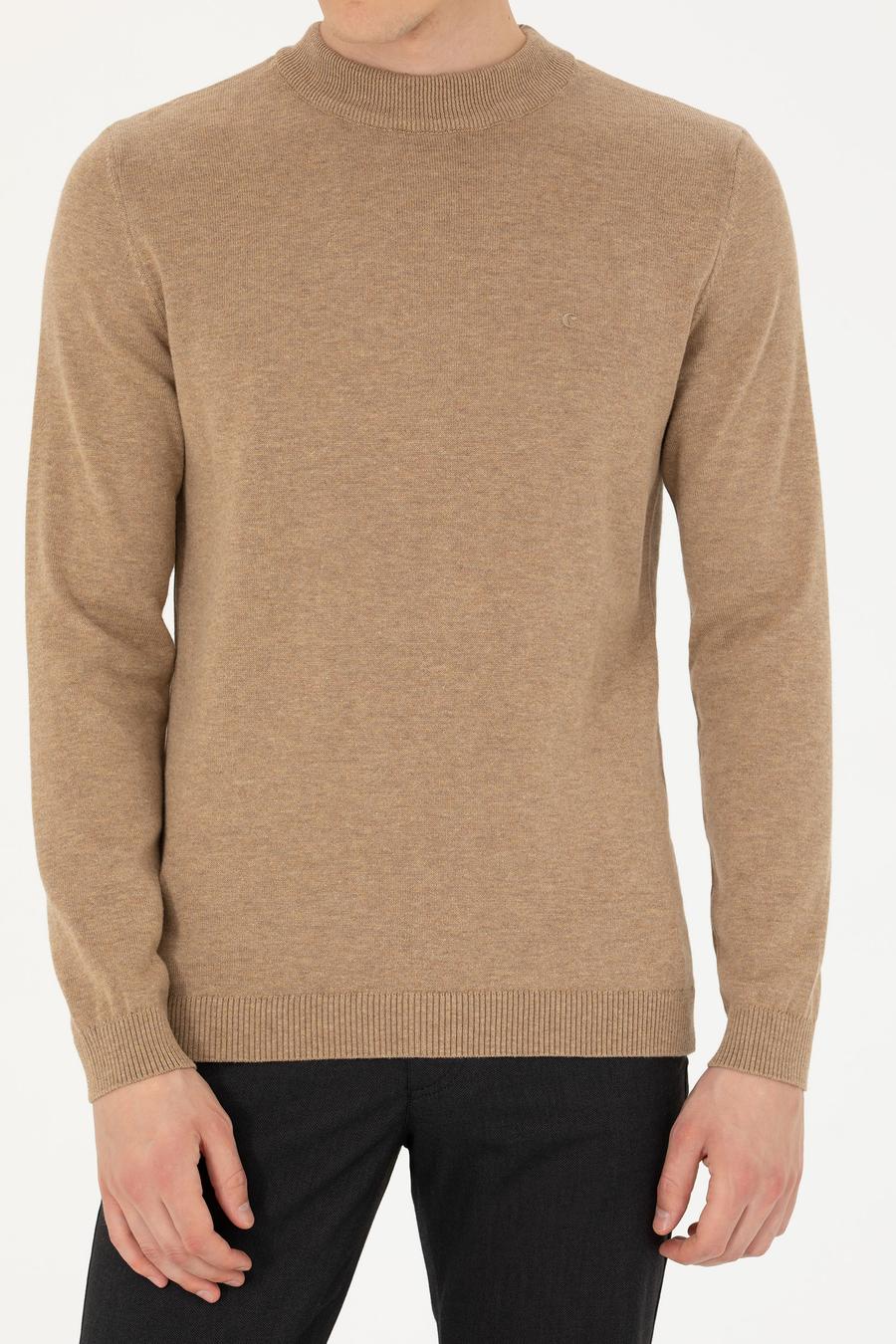 Camel Regular Fit Çeyrek Balıkçı Yaka Basic Triko Kazak - 50274701011