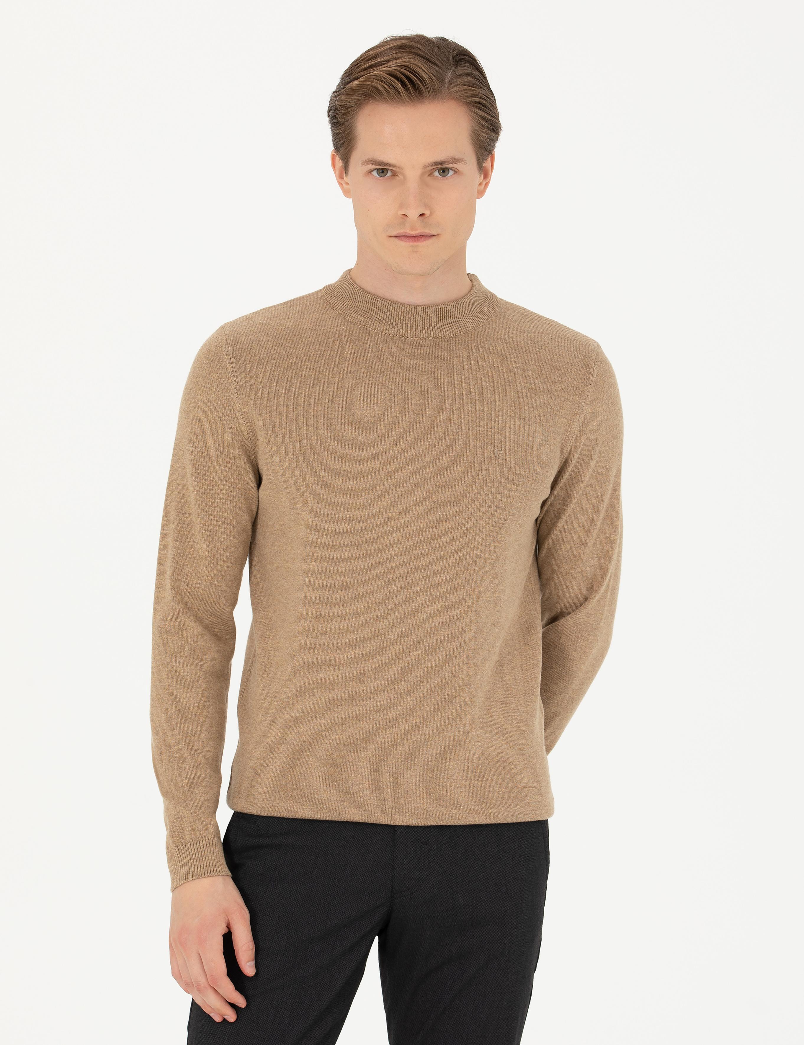 Camel Regular Fit Çeyrek Balıkçı Yaka Basic Triko Kazak - 50274701011