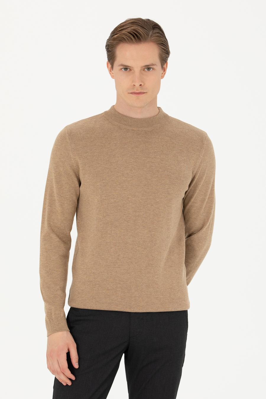 Camel Regular Fit Çeyrek Balıkçı Yaka Basic Triko Kazak - 50274701011