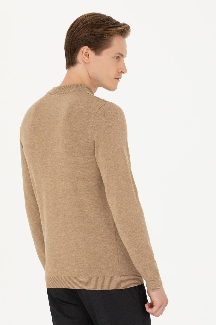 Camel Regular Fit Çeyrek Balıkçı Yaka Basic Triko Kazak - 50274701011