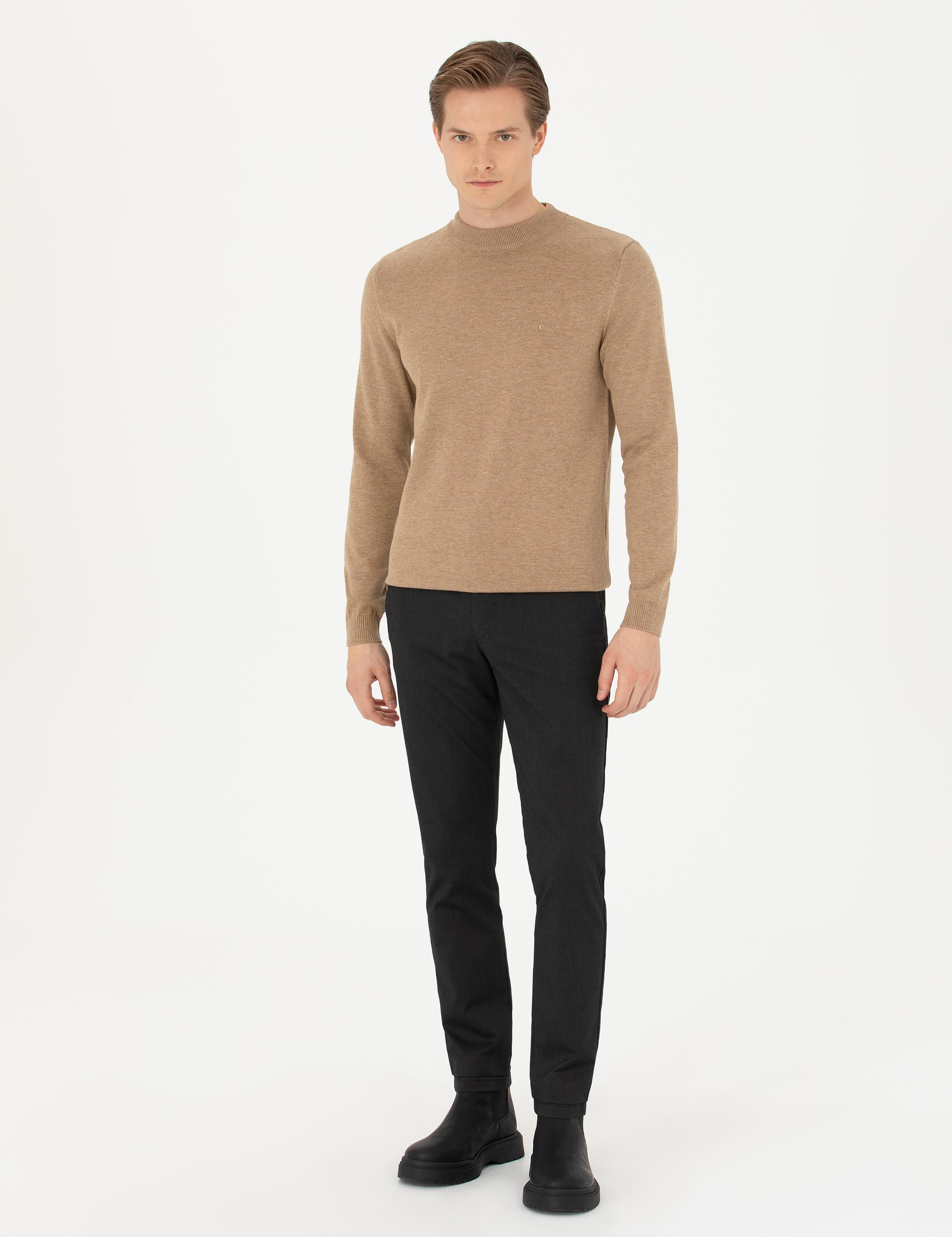 Camel Regular Fit Çeyrek Balıkçı Yaka Basic Triko Kazak - 50274701011