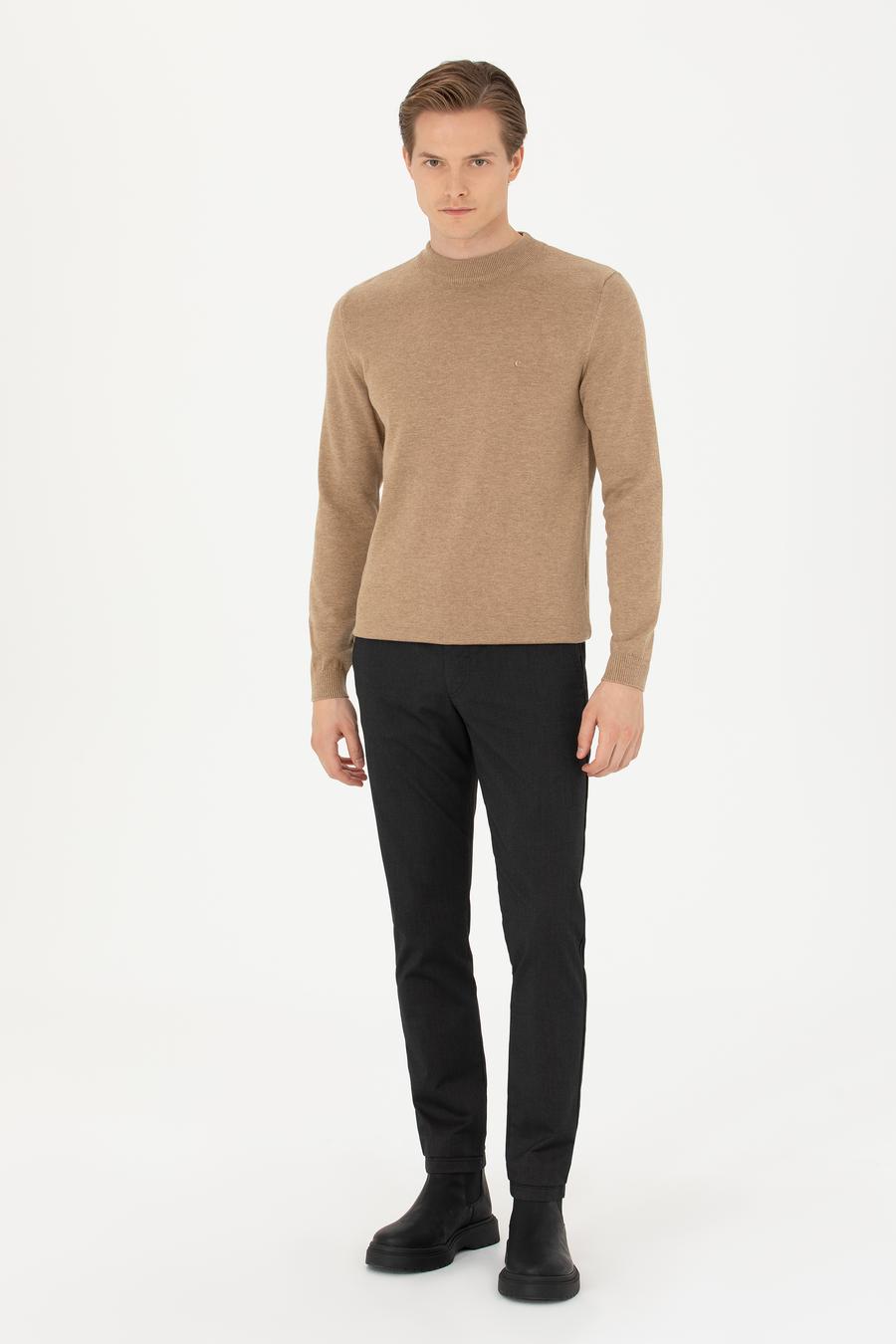Camel Regular Fit Çeyrek Balıkçı Yaka Basic Triko Kazak - 50274701011