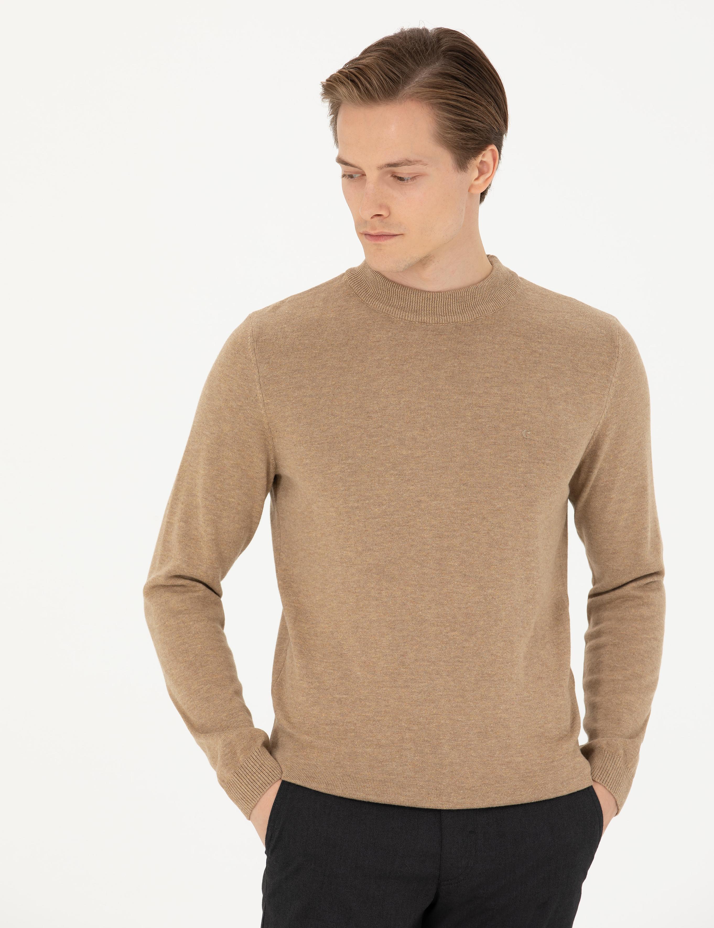 Camel Regular Fit Çeyrek Balıkçı Yaka Basic Triko Kazak - 50274701011