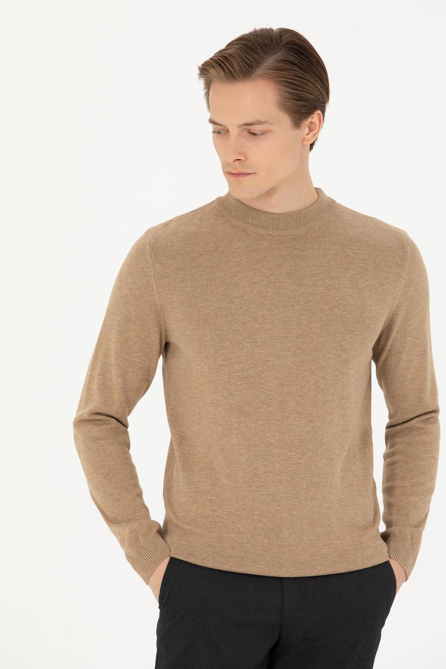 Camel Regular Fit Çeyrek Balıkçı Yaka Basic Triko Kazak - 50274701011
