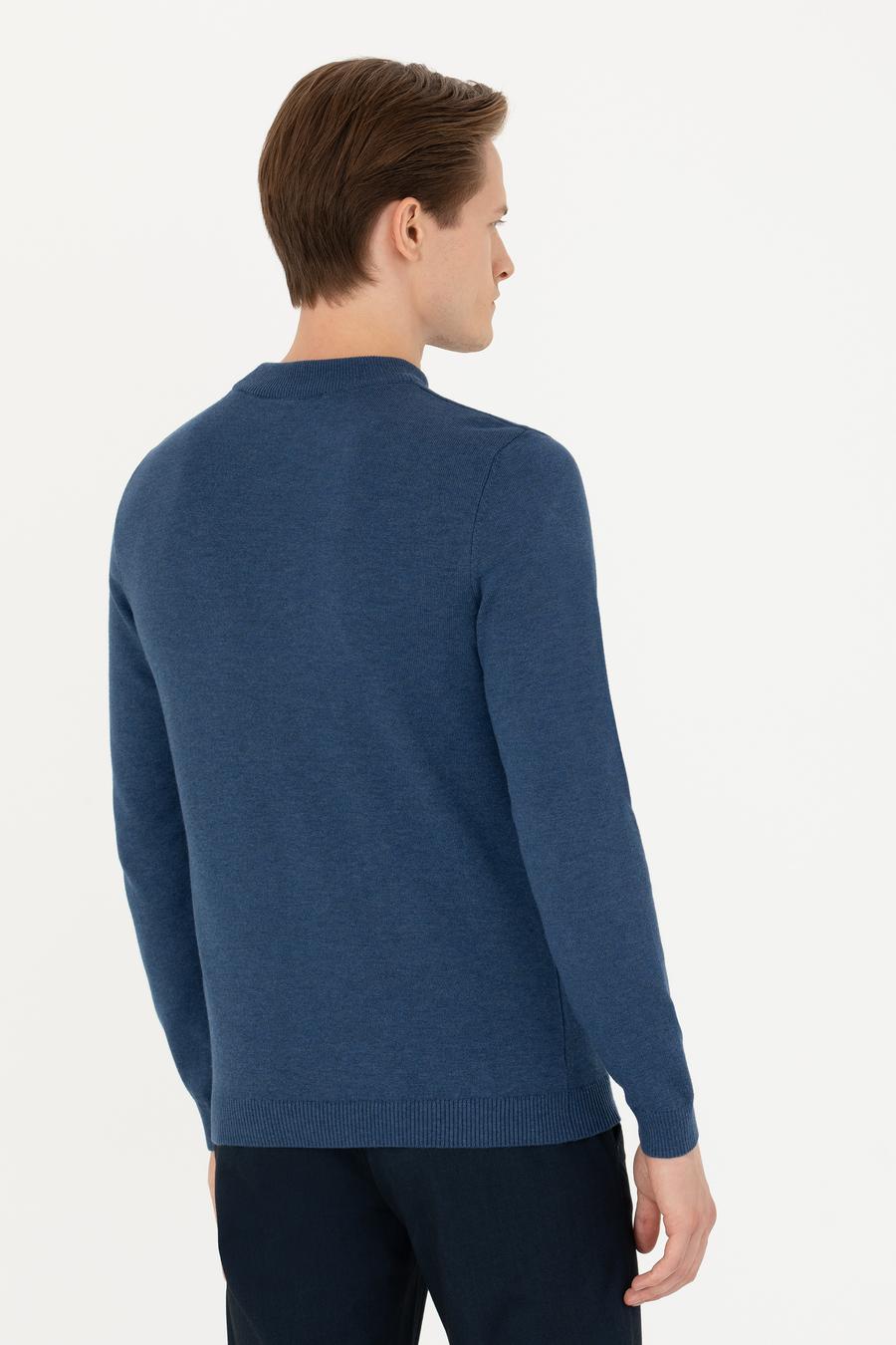 İndigo Regular Fit Çeyrek Balıkçı Yaka Basic Triko Kazak - 50274701031