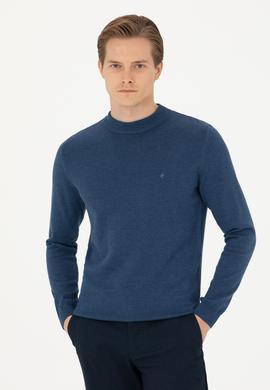 İndigo Regular Fit Çeyrek Balıkçı Yaka Basic Triko Kazak