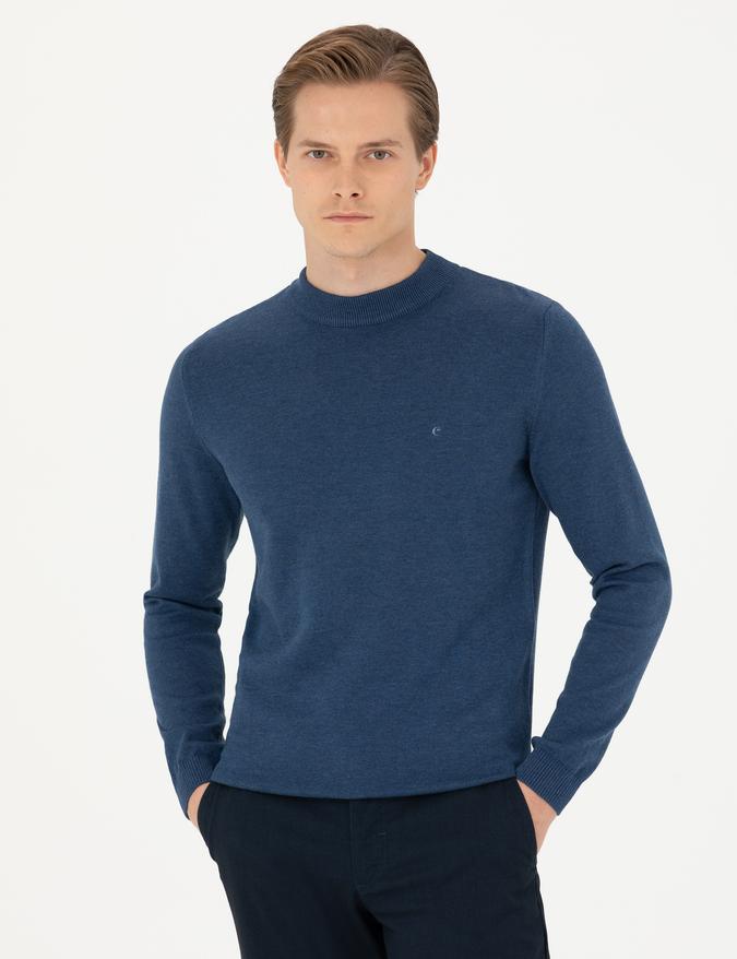 İndigo Regular Fit Çeyrek Balıkçı Yaka Basic Triko Kazak