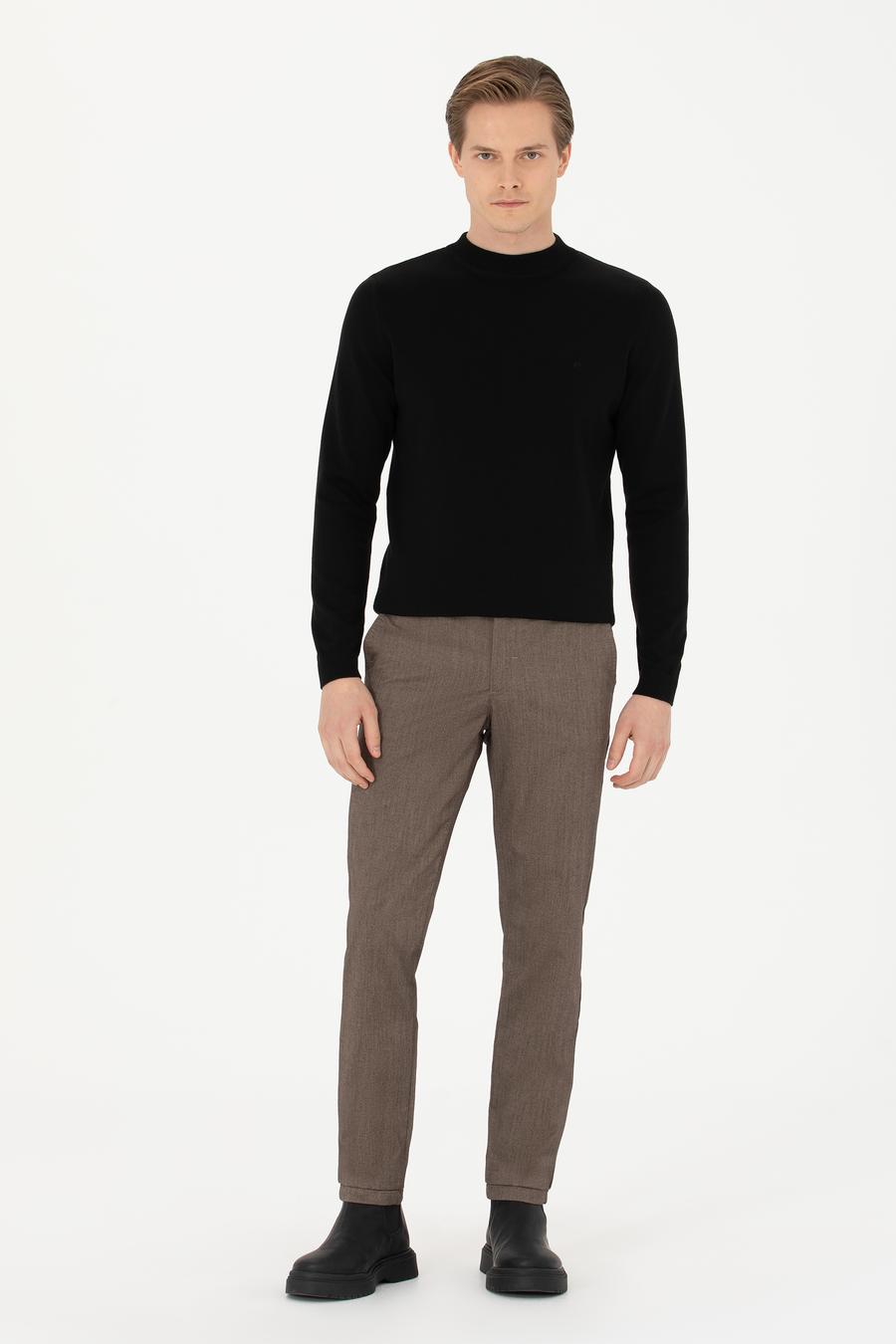 Siyah Regular Fit Çeyrek Balıkçı Yaka Basic Triko Kazak - 50274701041