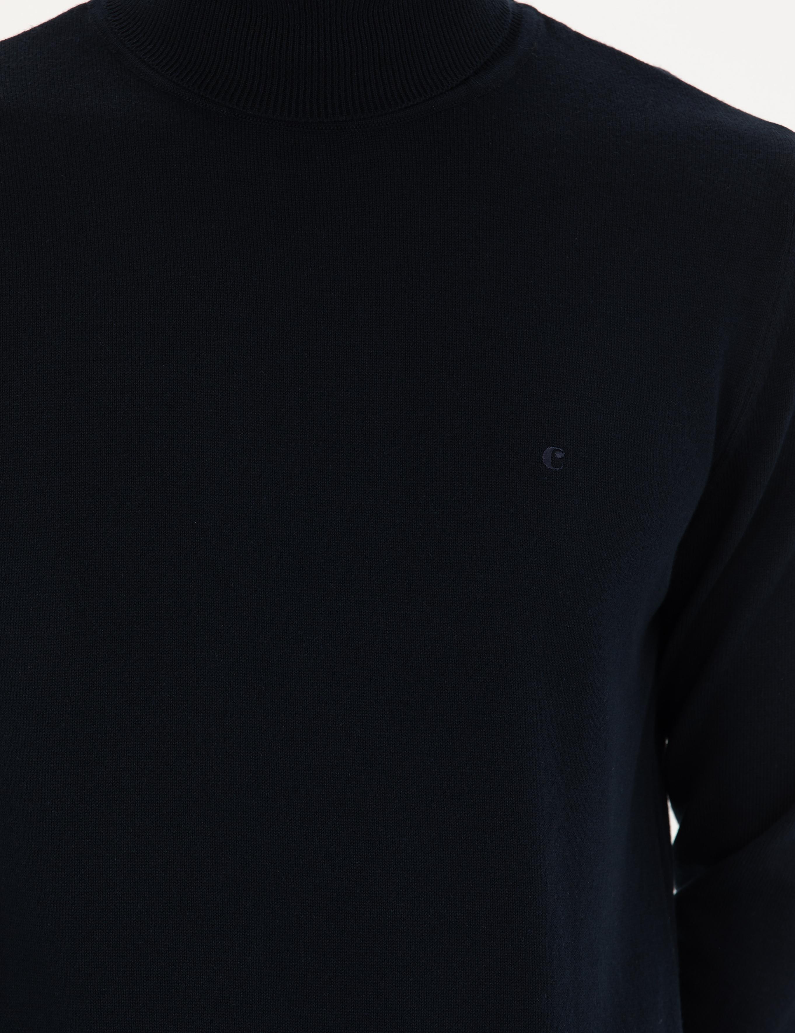 Lacivert Slim Fit Balıkçı Yaka Basic Triko Kazak - 50270164003