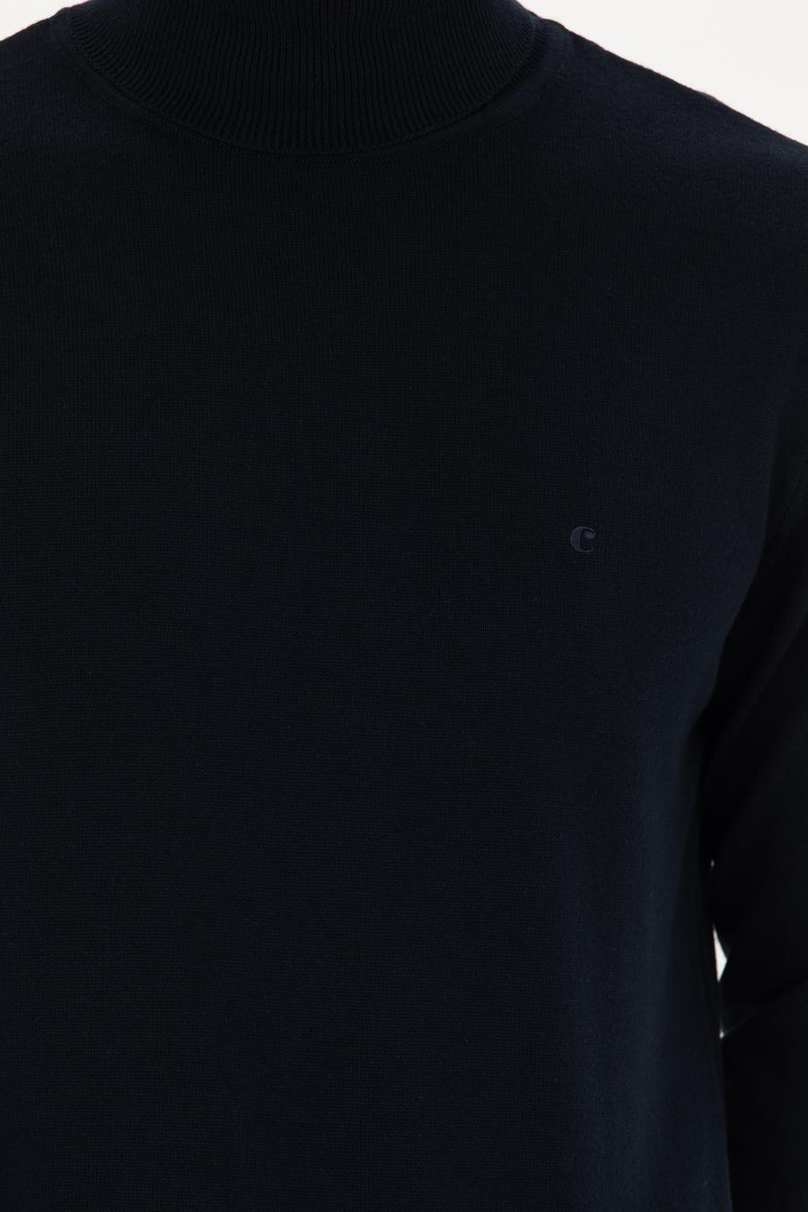 Lacivert Slim Fit Balıkçı Yaka Basic Triko Kazak - 50270164003