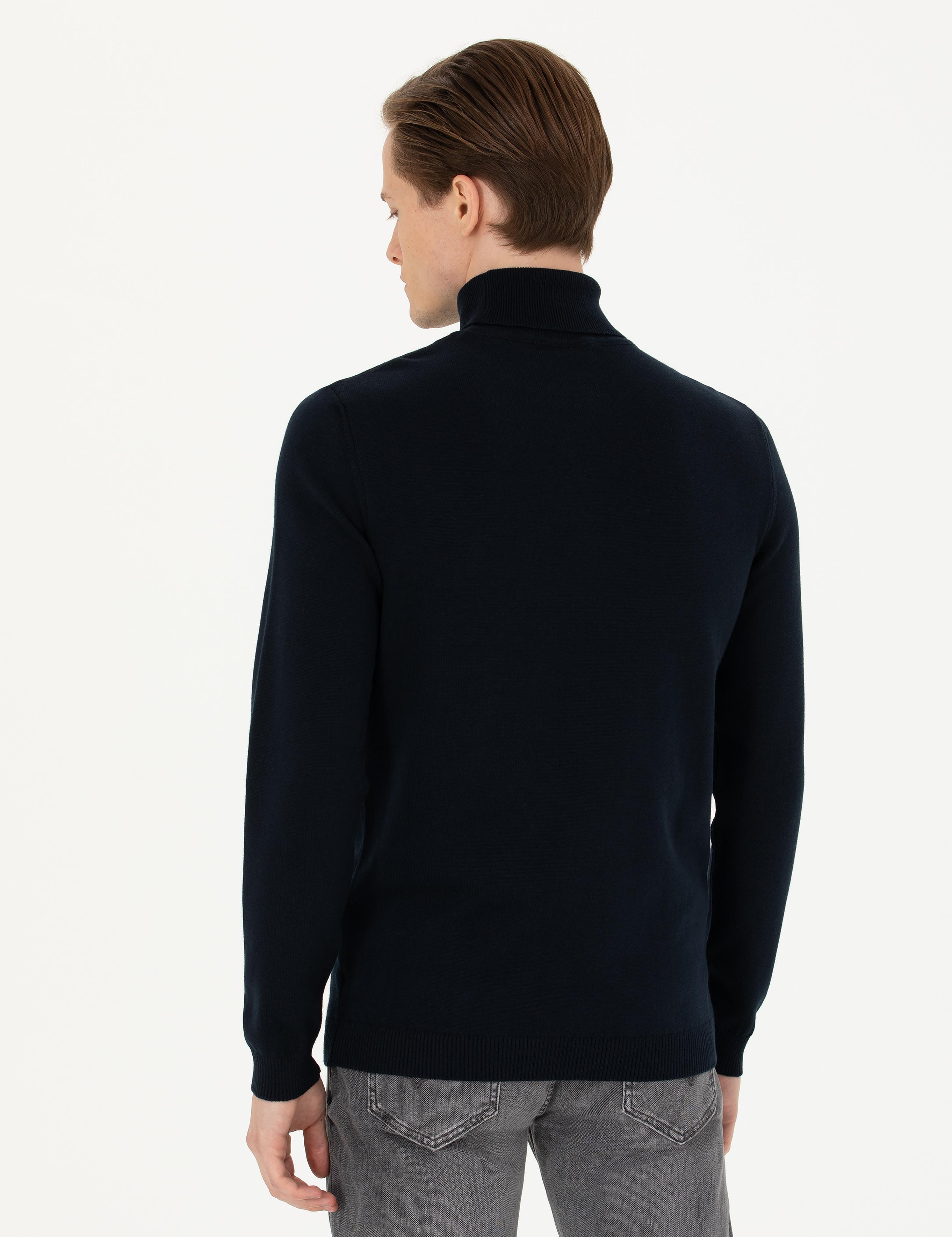 Lacivert Slim Fit Balıkçı Yaka Basic Triko Kazak - 50270164003
