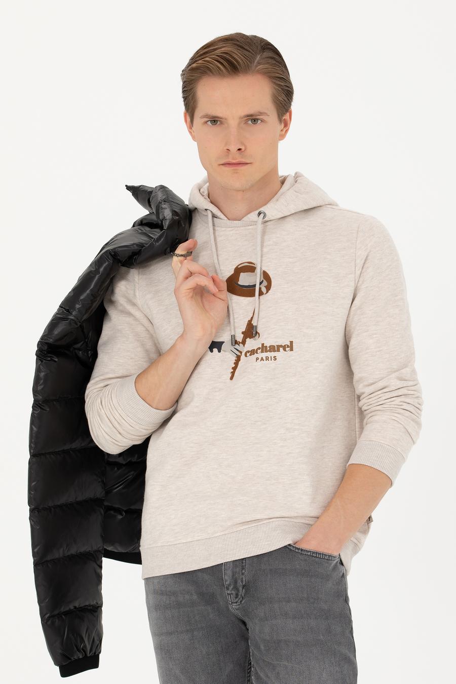 Bej Melanj Regular Fit Pamuk Karışımlı Kapüşonlu Sweatshirt - 50272475024