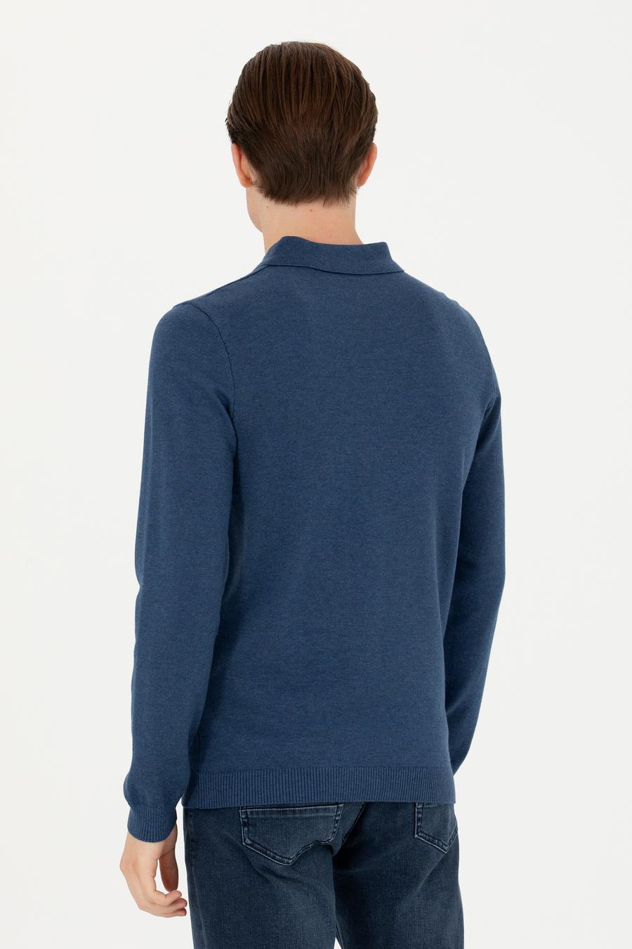 İndigo Slim Fit Pamuk Karışımlı Polo Yaka Basic Triko Kazak - 50274546029