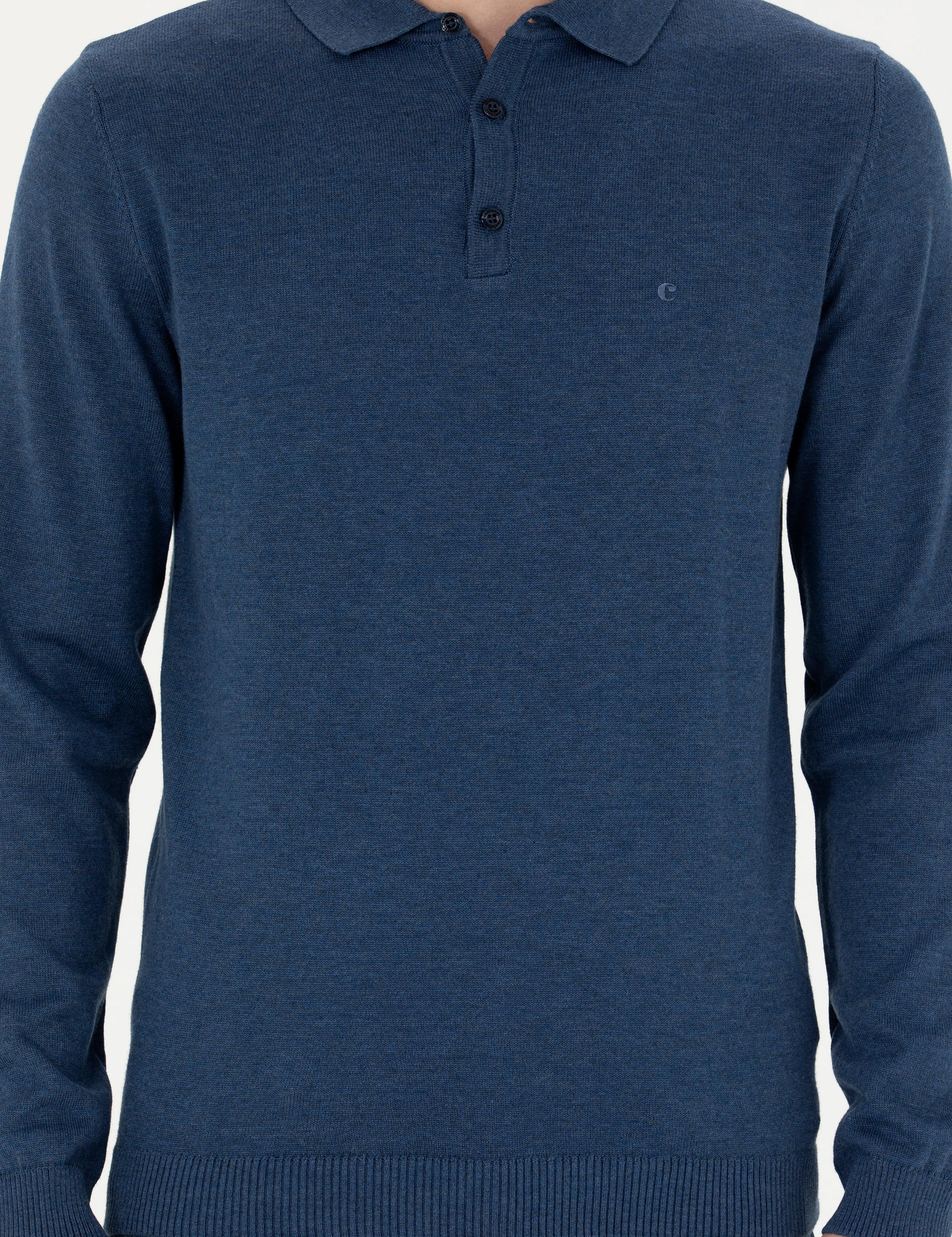 İndigo Slim Fit Pamuk Karışımlı Polo Yaka Basic Triko Kazak - 50274546029