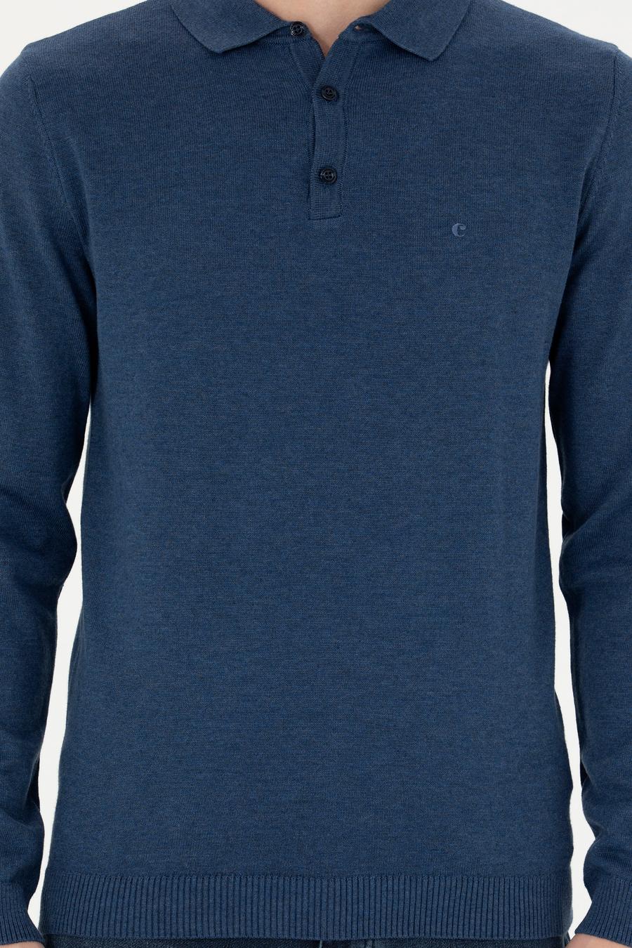 İndigo Slim Fit Pamuk Karışımlı Polo Yaka Basic Triko Kazak - 50274546029