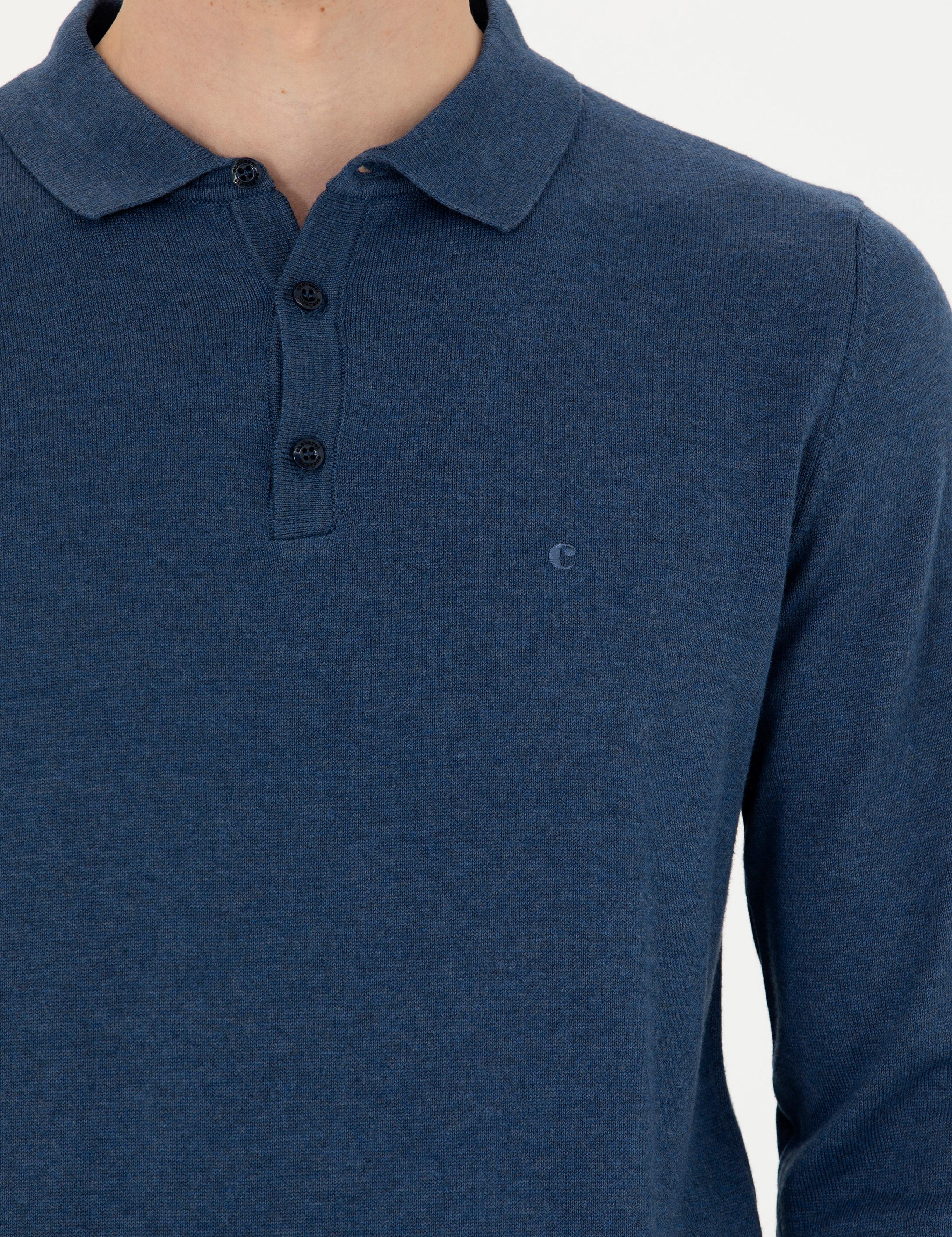 İndigo Slim Fit Pamuk Karışımlı Polo Yaka Basic Triko Kazak - 50274546029