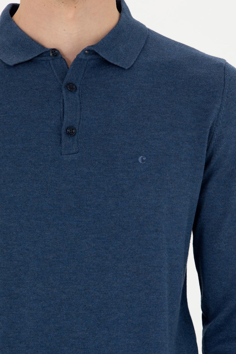 İndigo Slim Fit Pamuk Karışımlı Polo Yaka Basic Triko Kazak - 50274546029