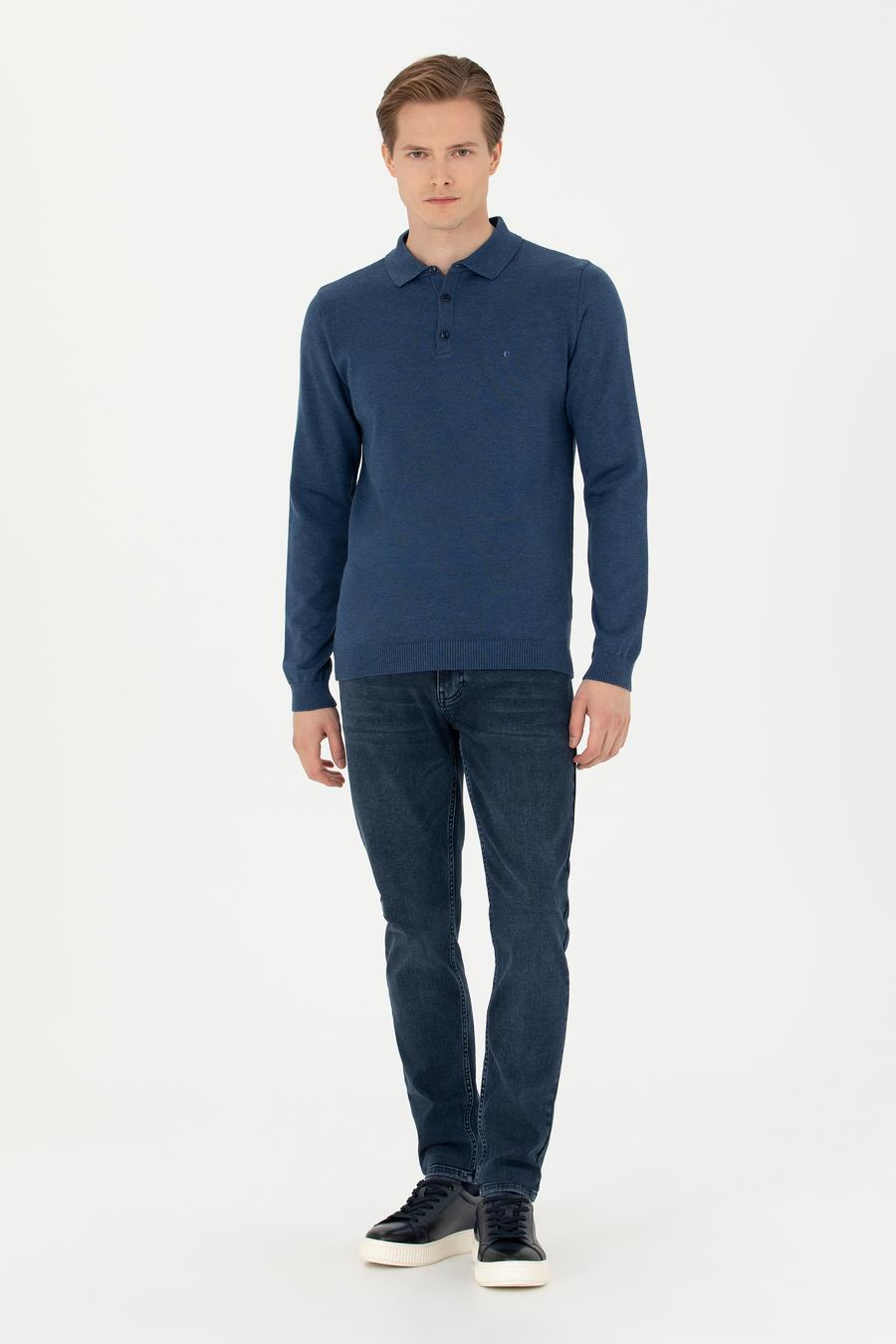 İndigo Slim Fit Pamuk Karışımlı Polo Yaka Basic Triko Kazak - 50274546029