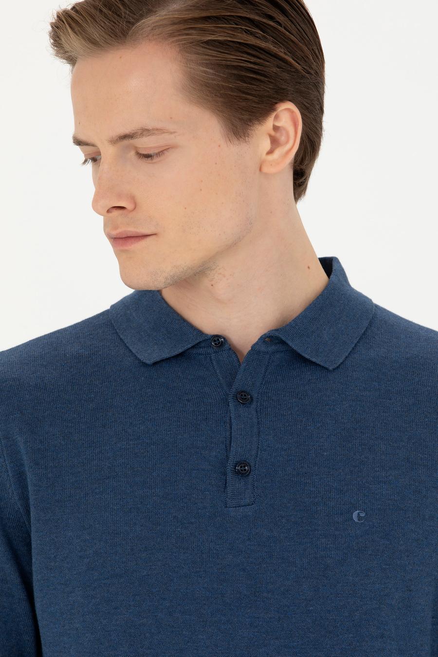 İndigo Slim Fit Pamuk Karışımlı Polo Yaka Basic Triko Kazak - 50274546029