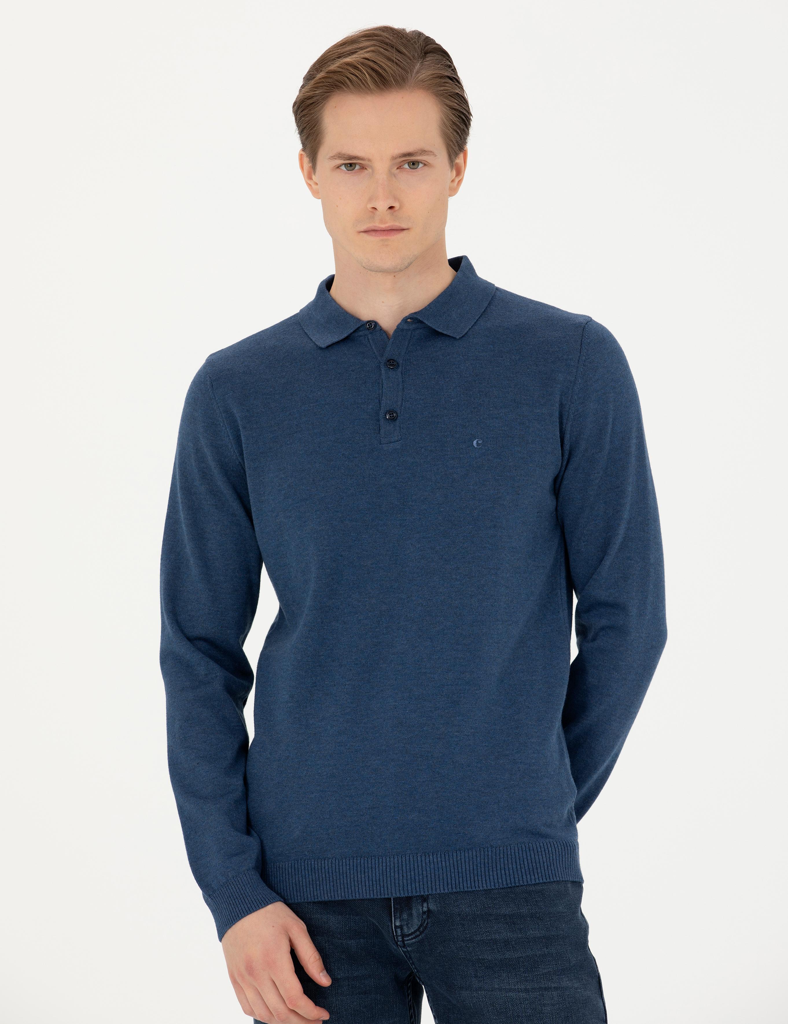 İndigo Slim Fit Pamuk Karışımlı Polo Yaka Basic Triko Kazak - 50274546029