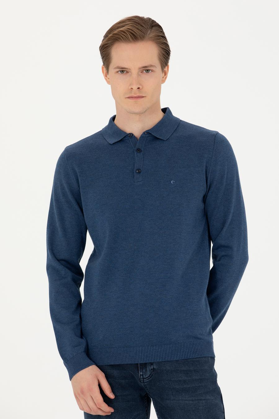 İndigo Slim Fit Pamuk Karışımlı Polo Yaka Basic Triko Kazak - 50274546029